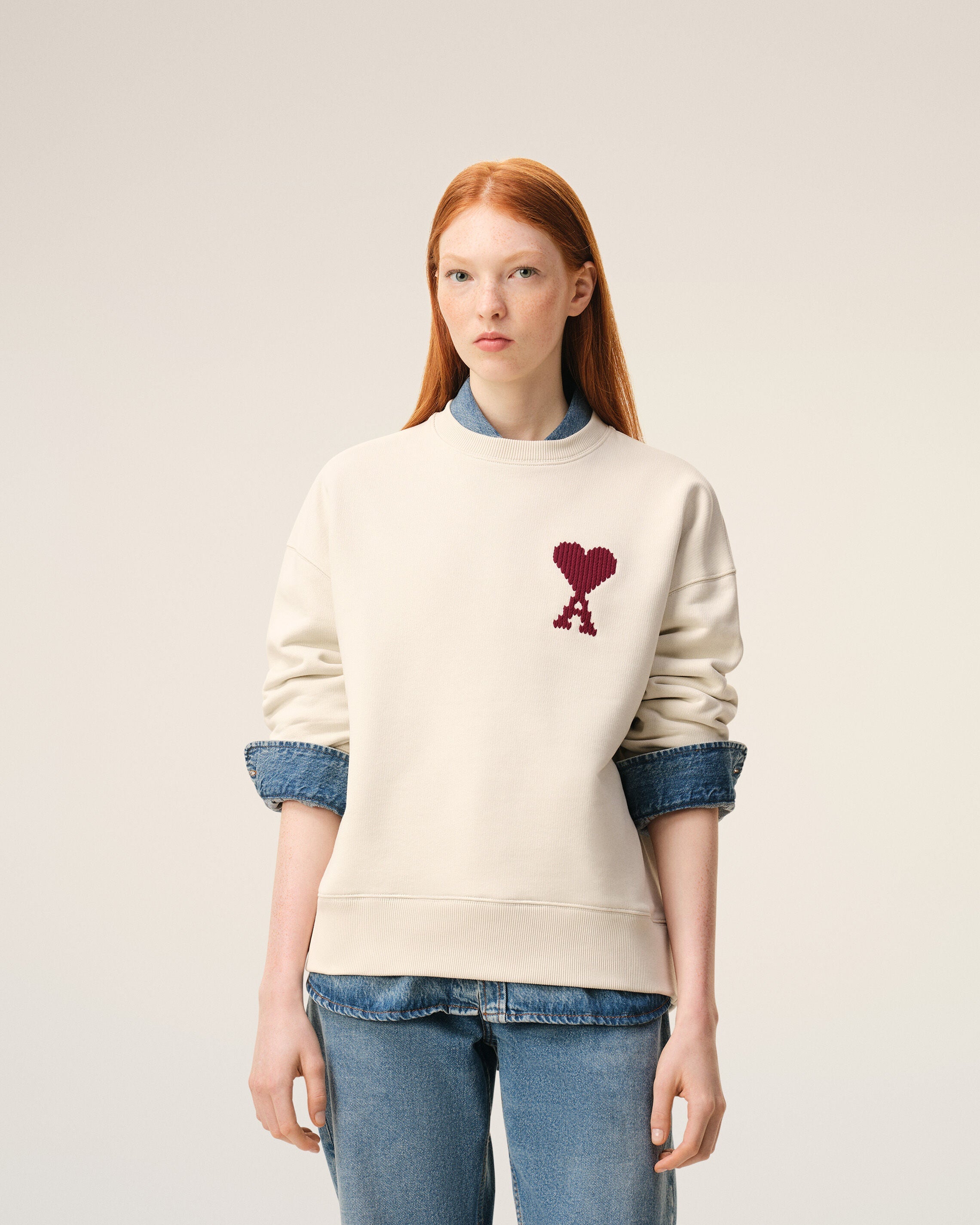 White Cotton Ami De Coeur Sweatshirt
