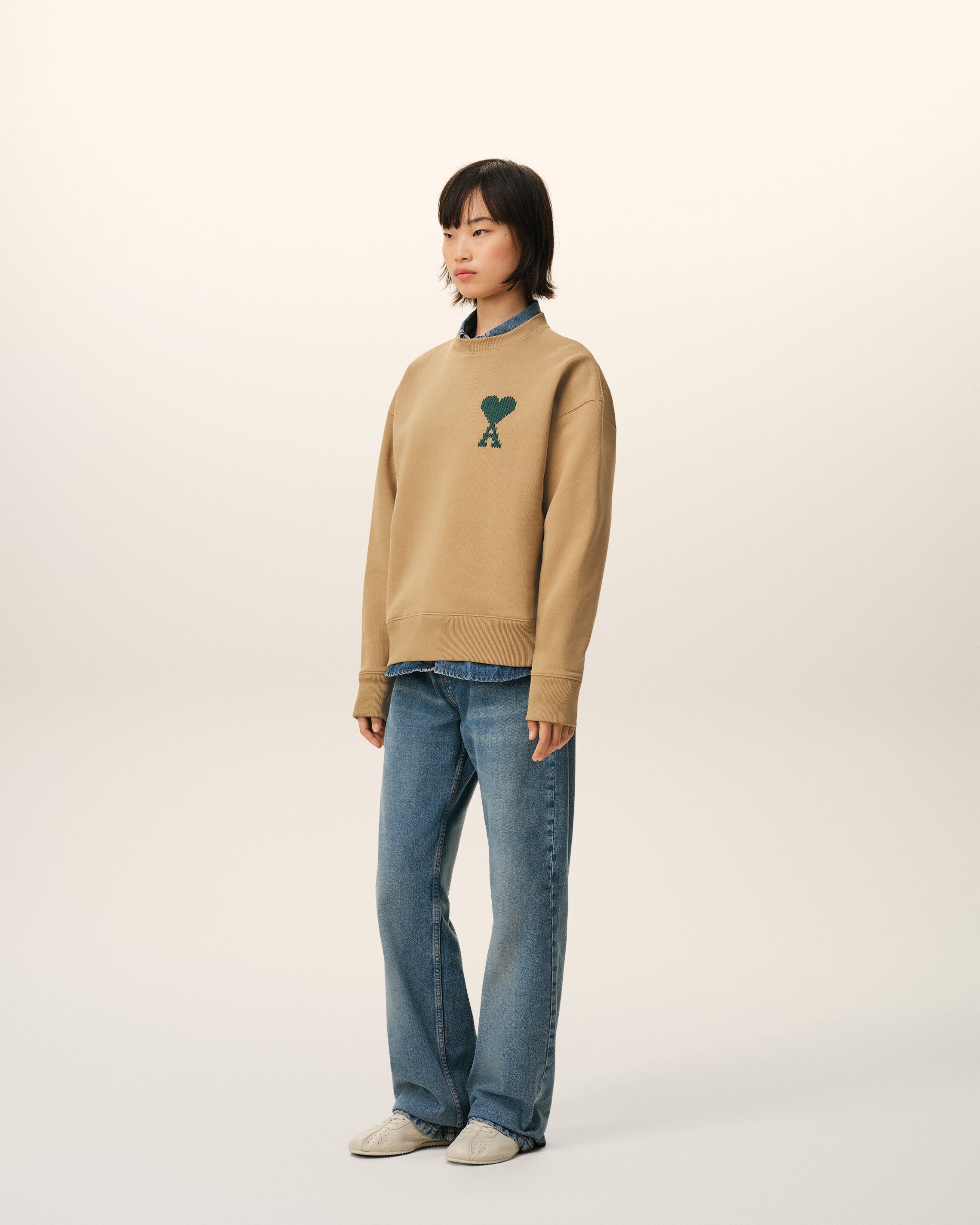 Beige Cotton Ami De Coeur Sweatshirt