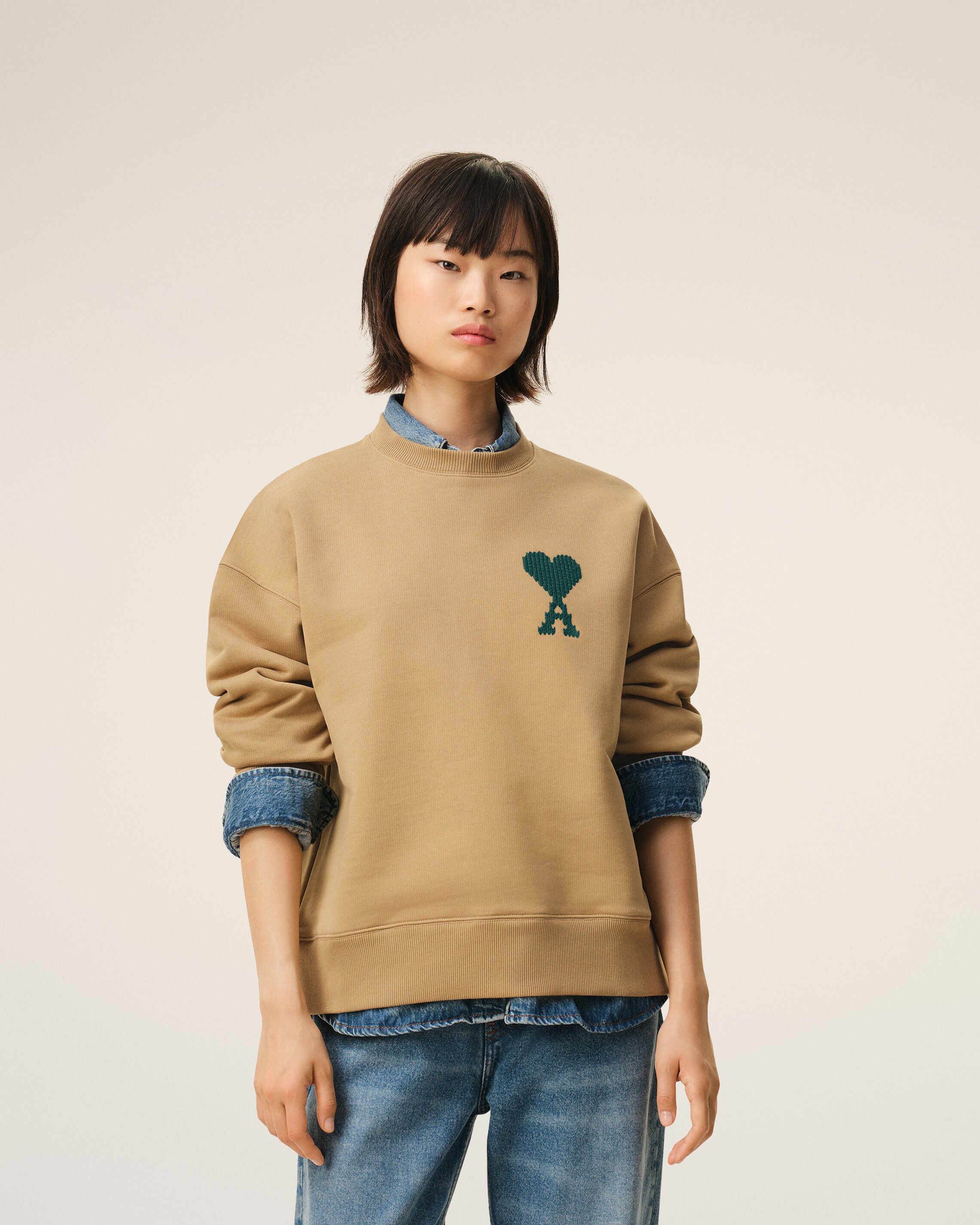 Beige Cotton Ami De Coeur Sweatshirt