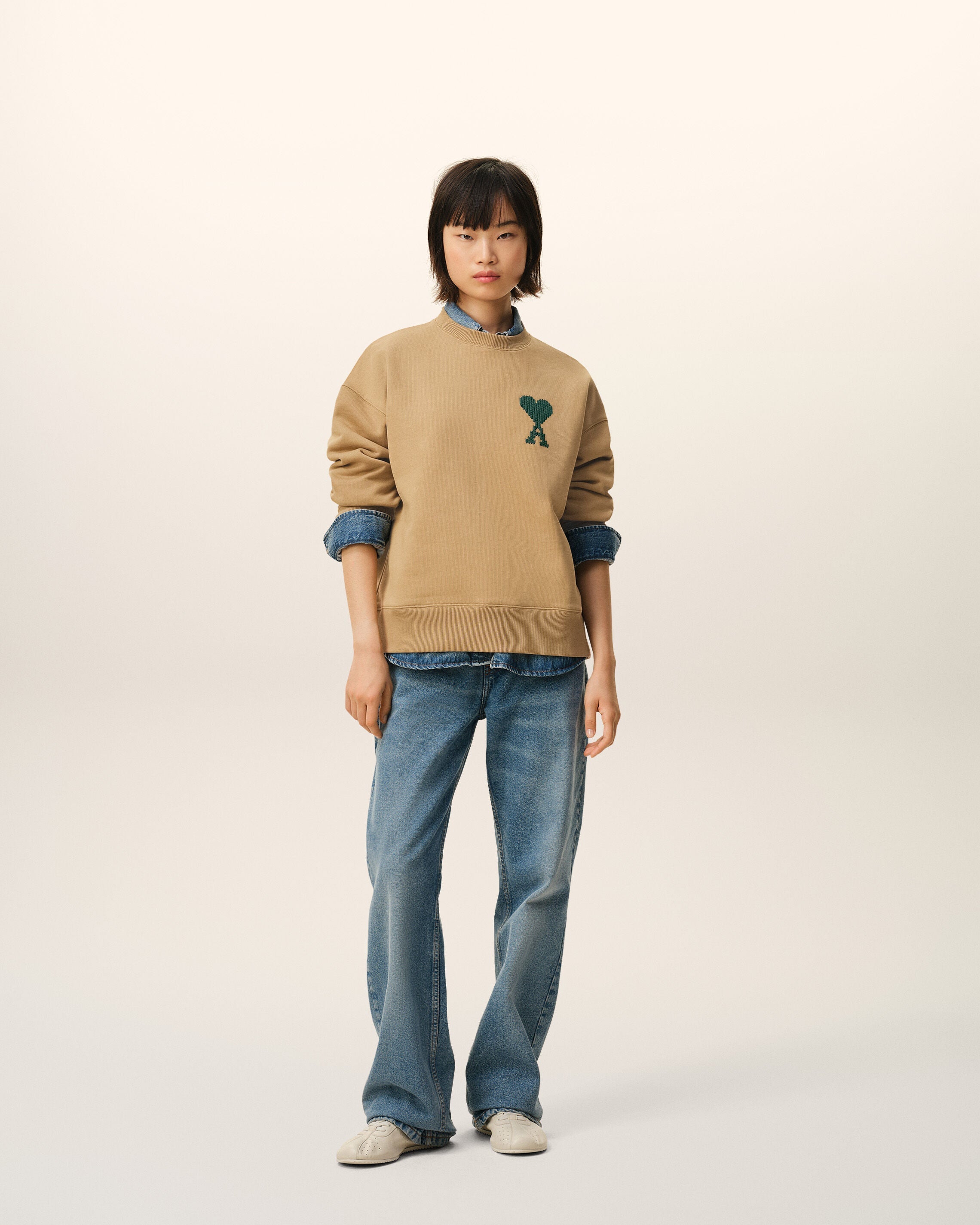 Beige Cotton Ami De Coeur Sweatshirt