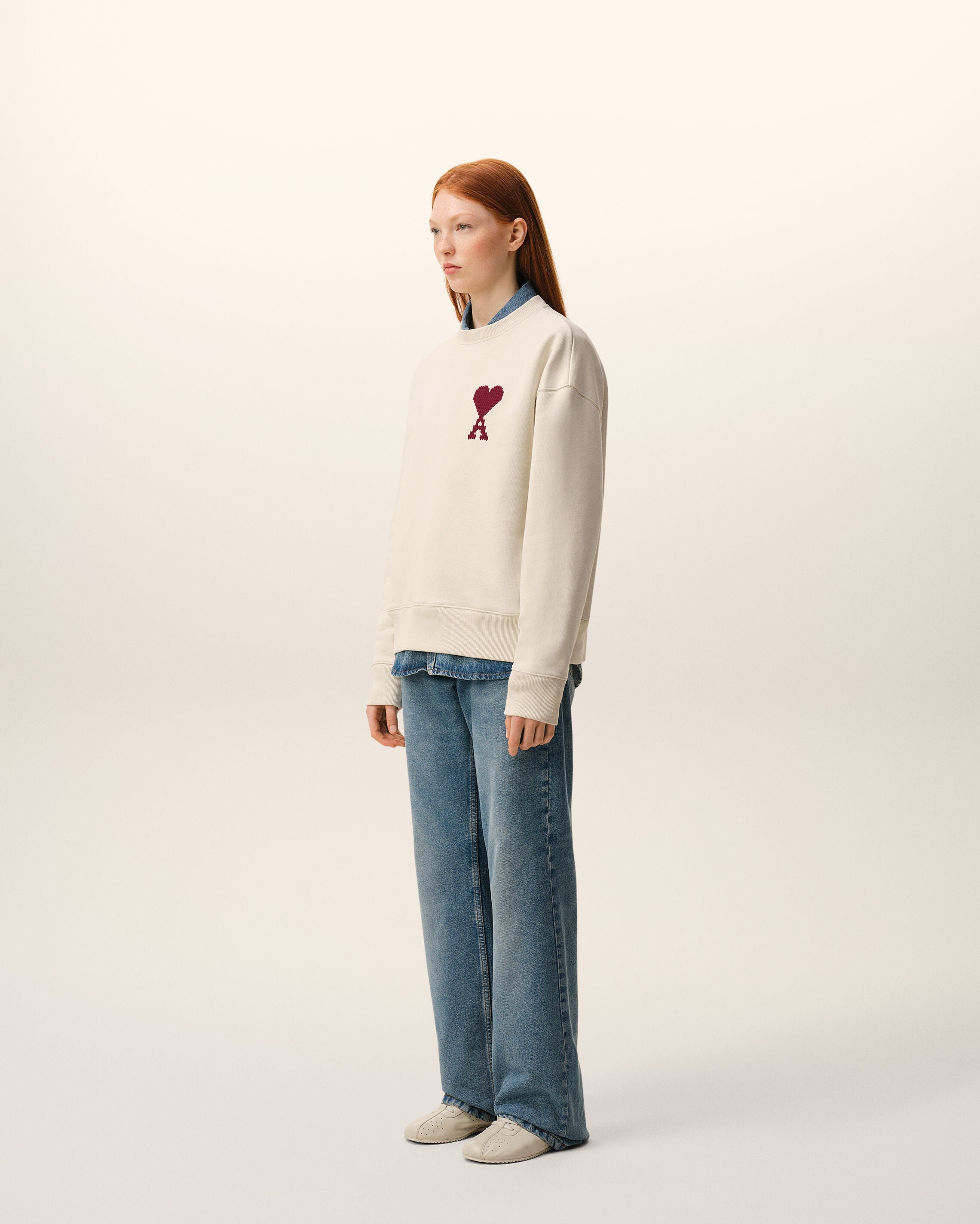 White Cotton Ami De Coeur Sweatshirt