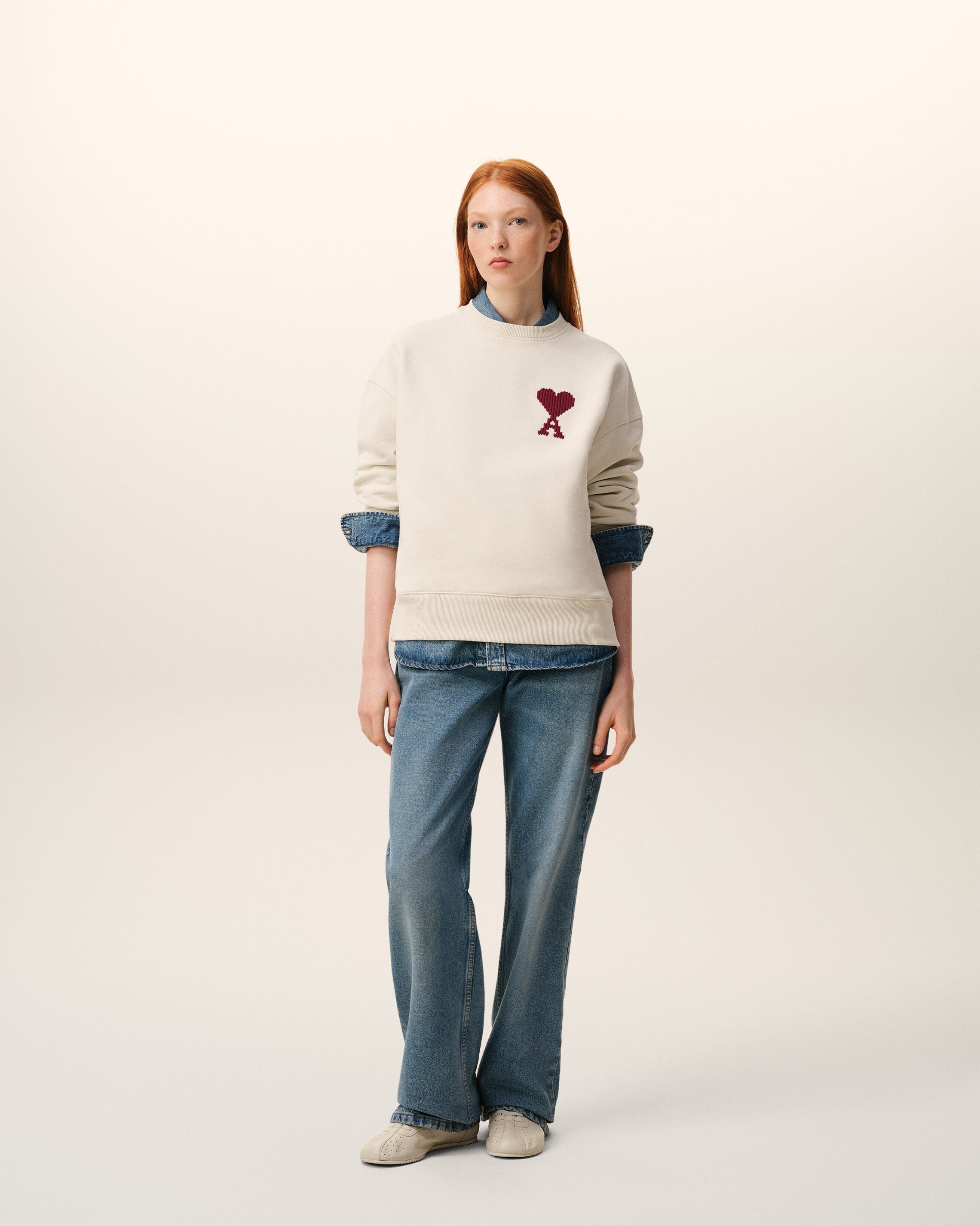 White Cotton Ami De Coeur Sweatshirt
