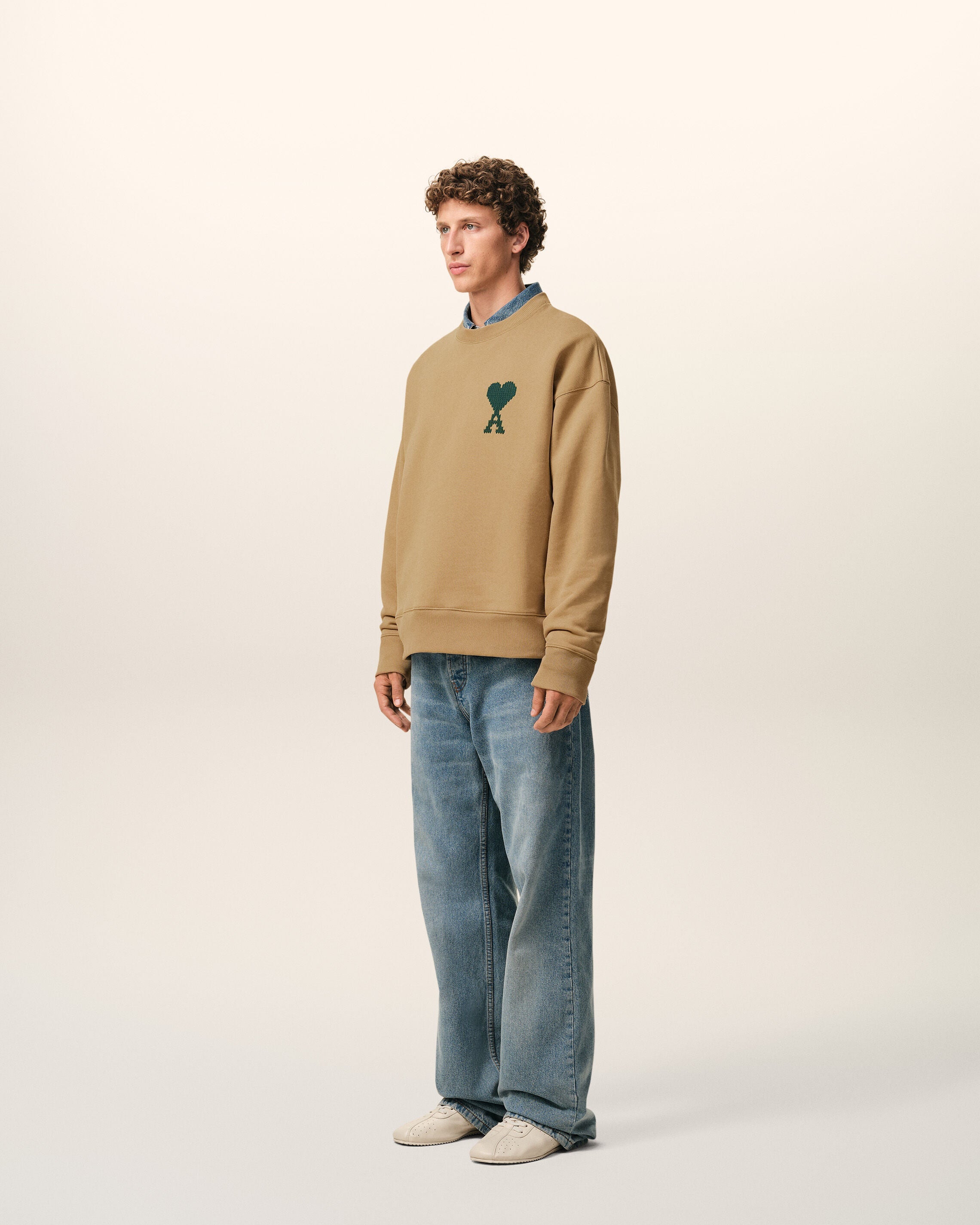 Beige Cotton Ami De Coeur Sweatshirt