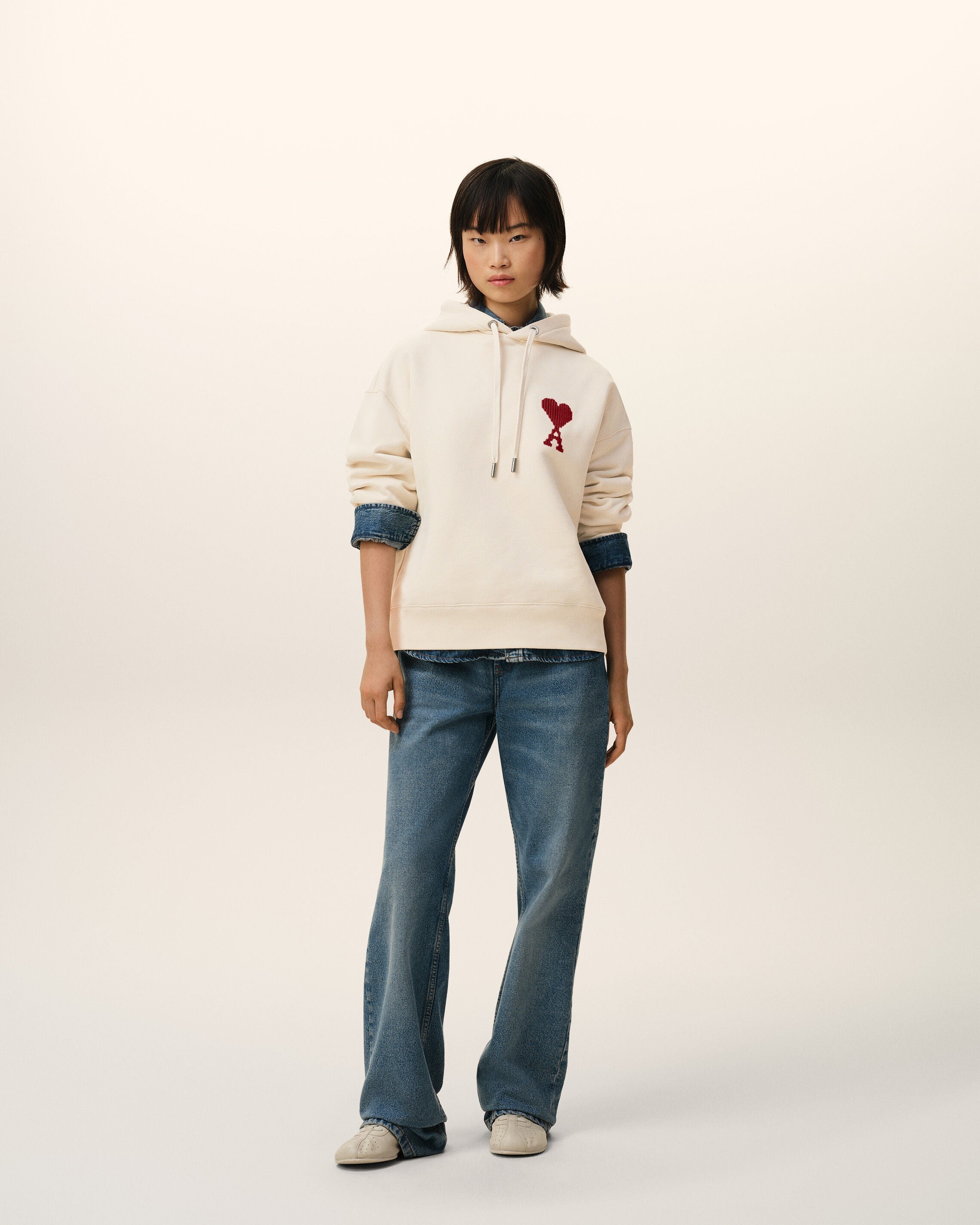 White Cotton Ami De Coeur Hoodie