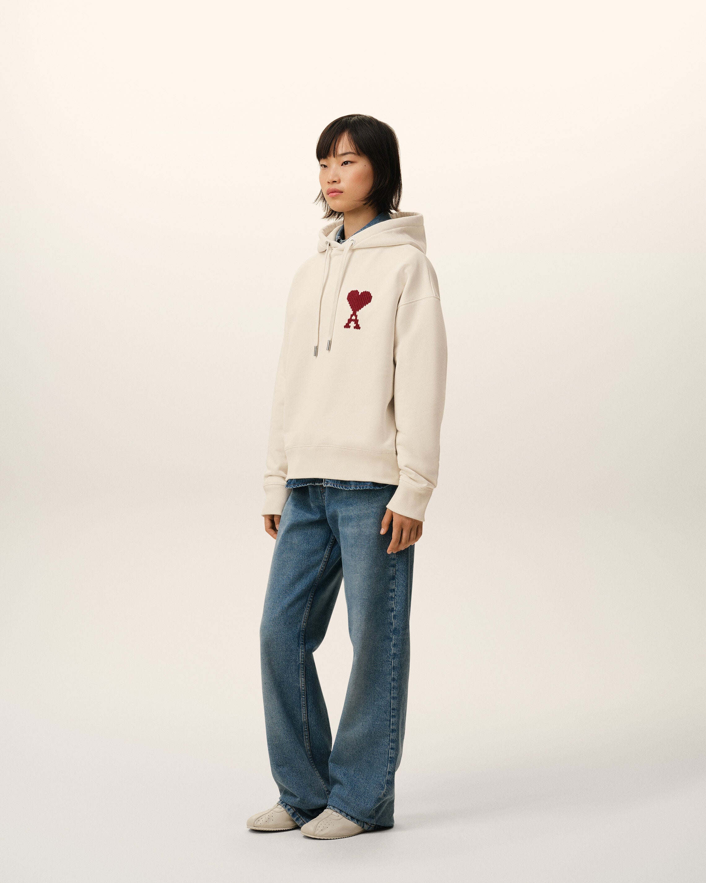 White Cotton Ami De Coeur Hoodie