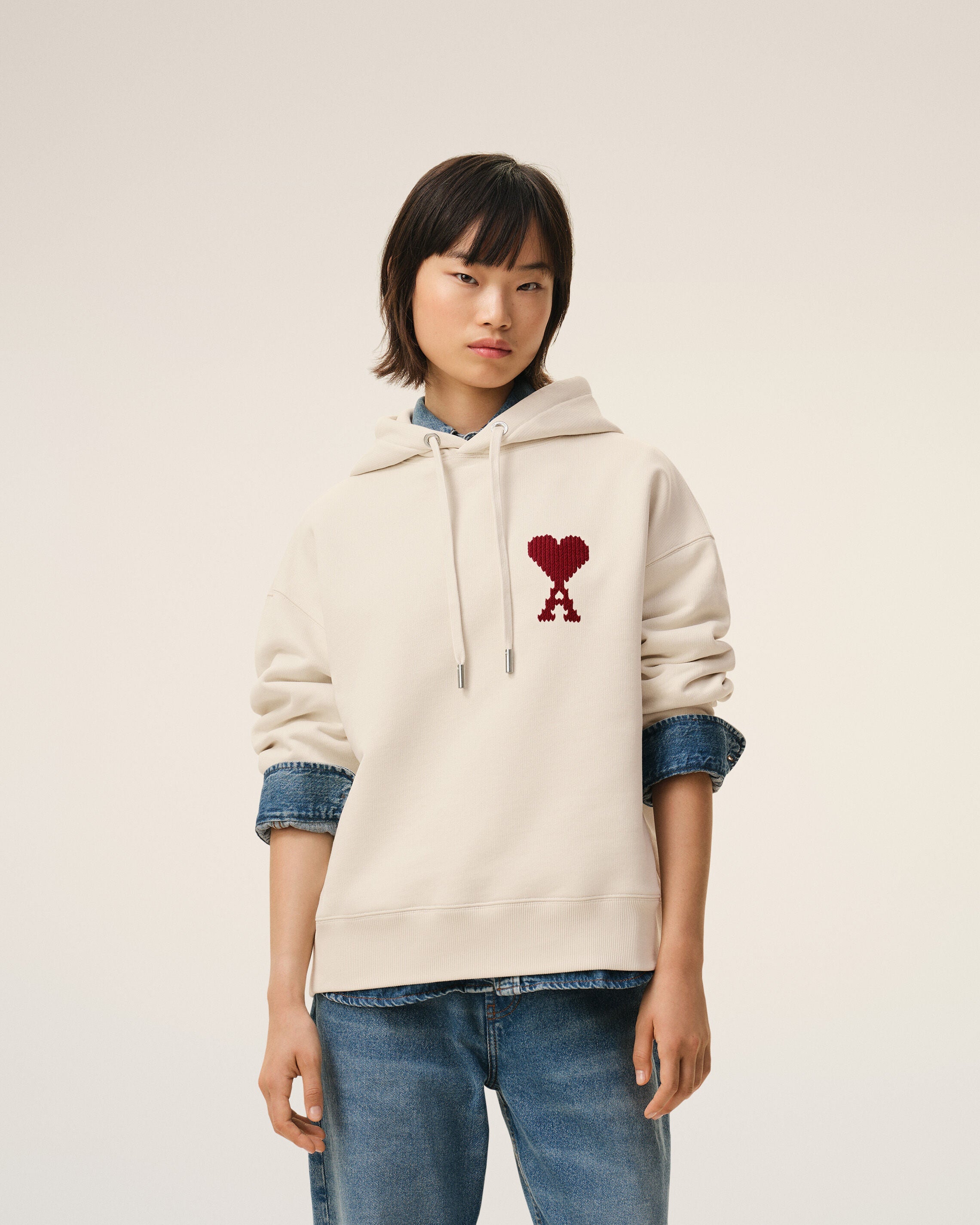 White Cotton Ami De Coeur Hoodie