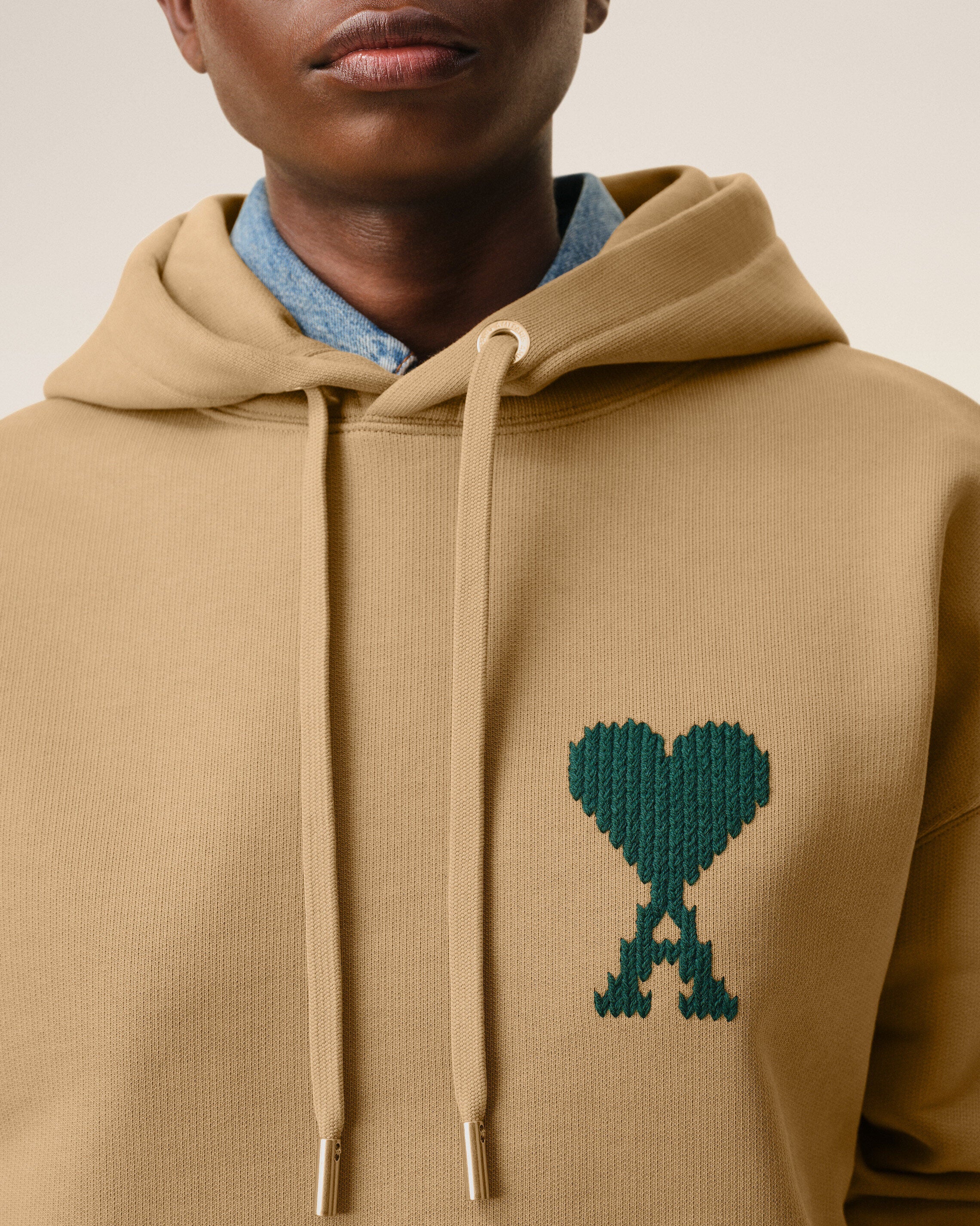 Beige Cotton Ami De Coeur Hoodie