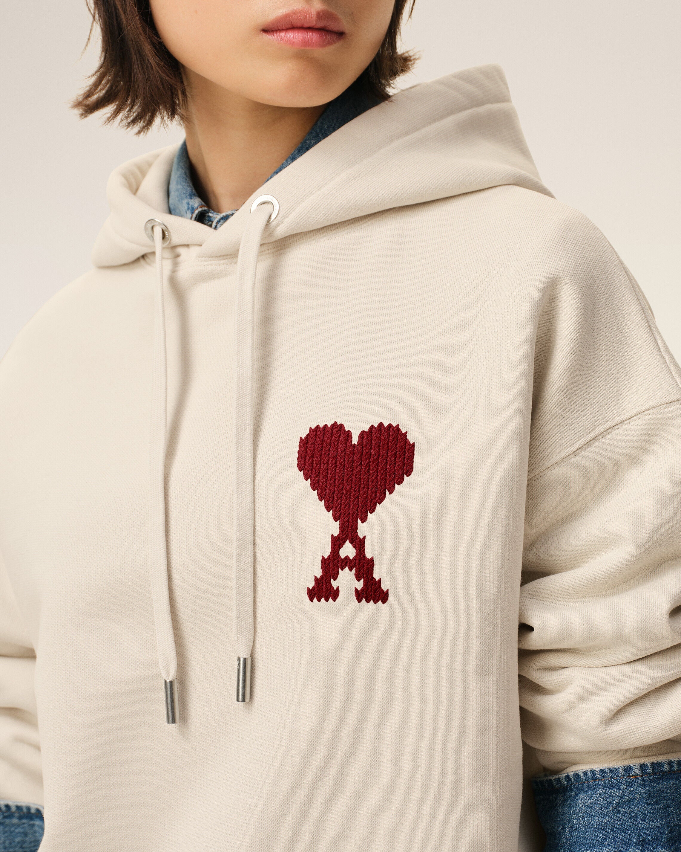 White Cotton Ami De Coeur Hoodie