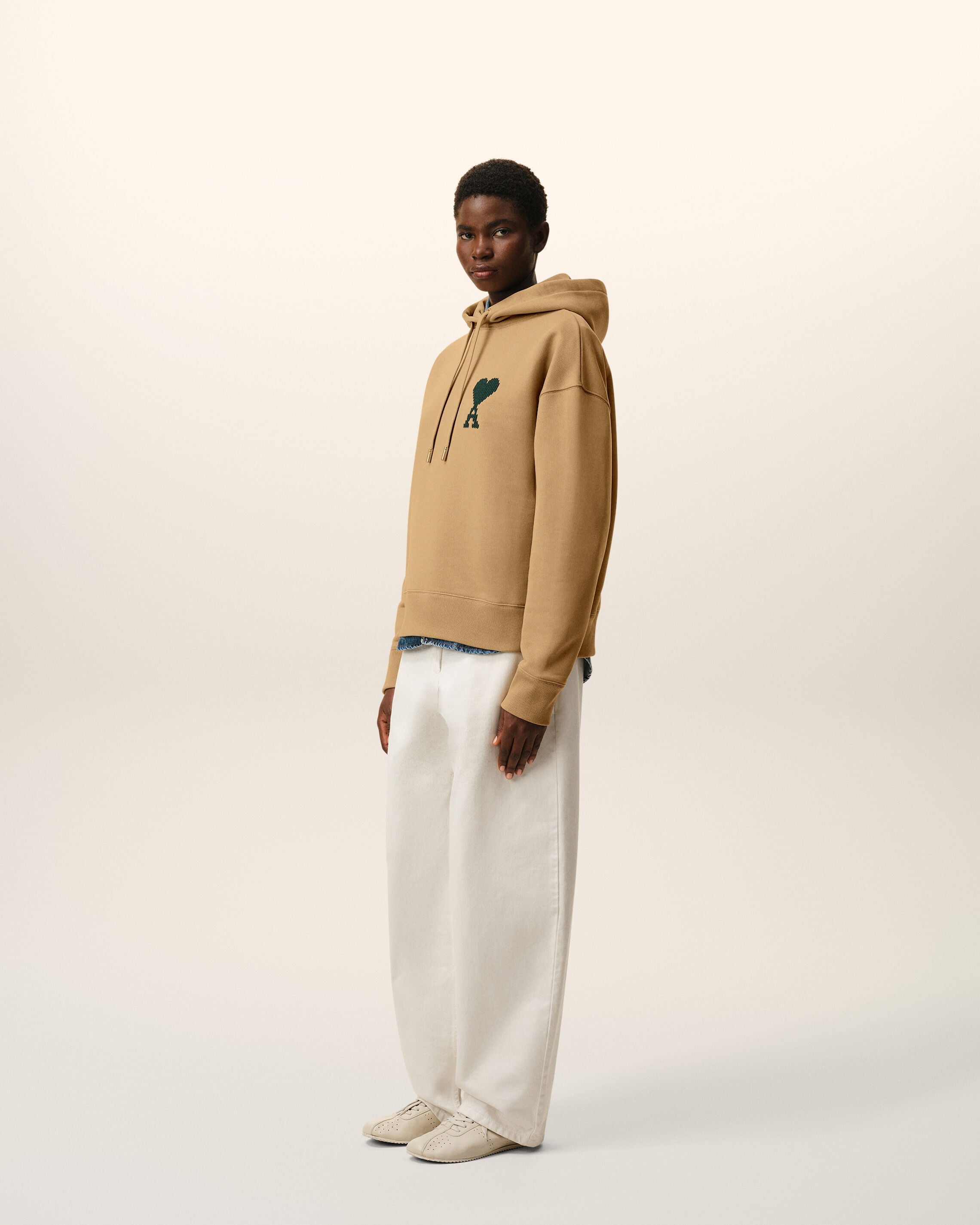 Beige Cotton Ami De Coeur Hoodie