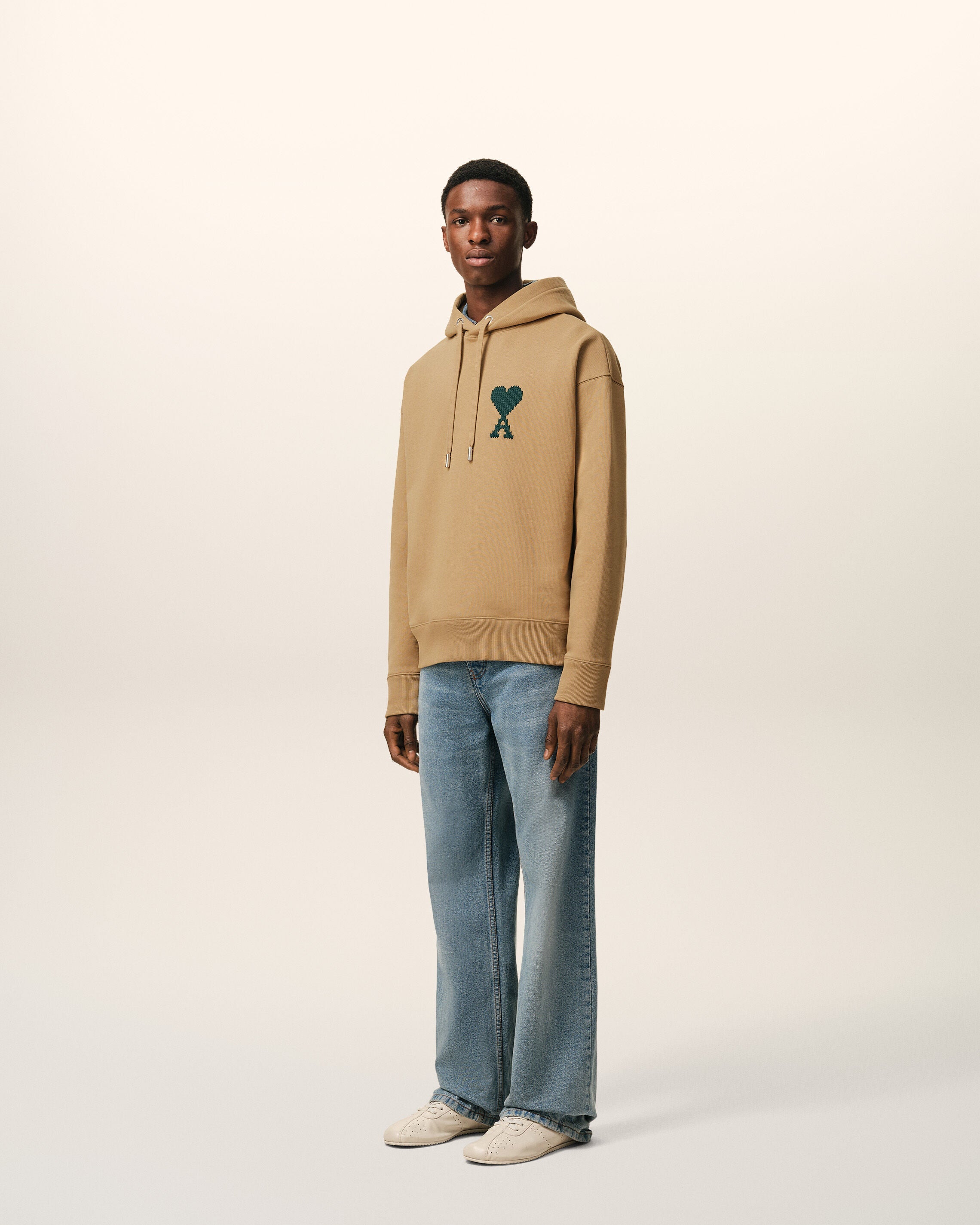 Beige Cotton Ami De Coeur Hoodie
