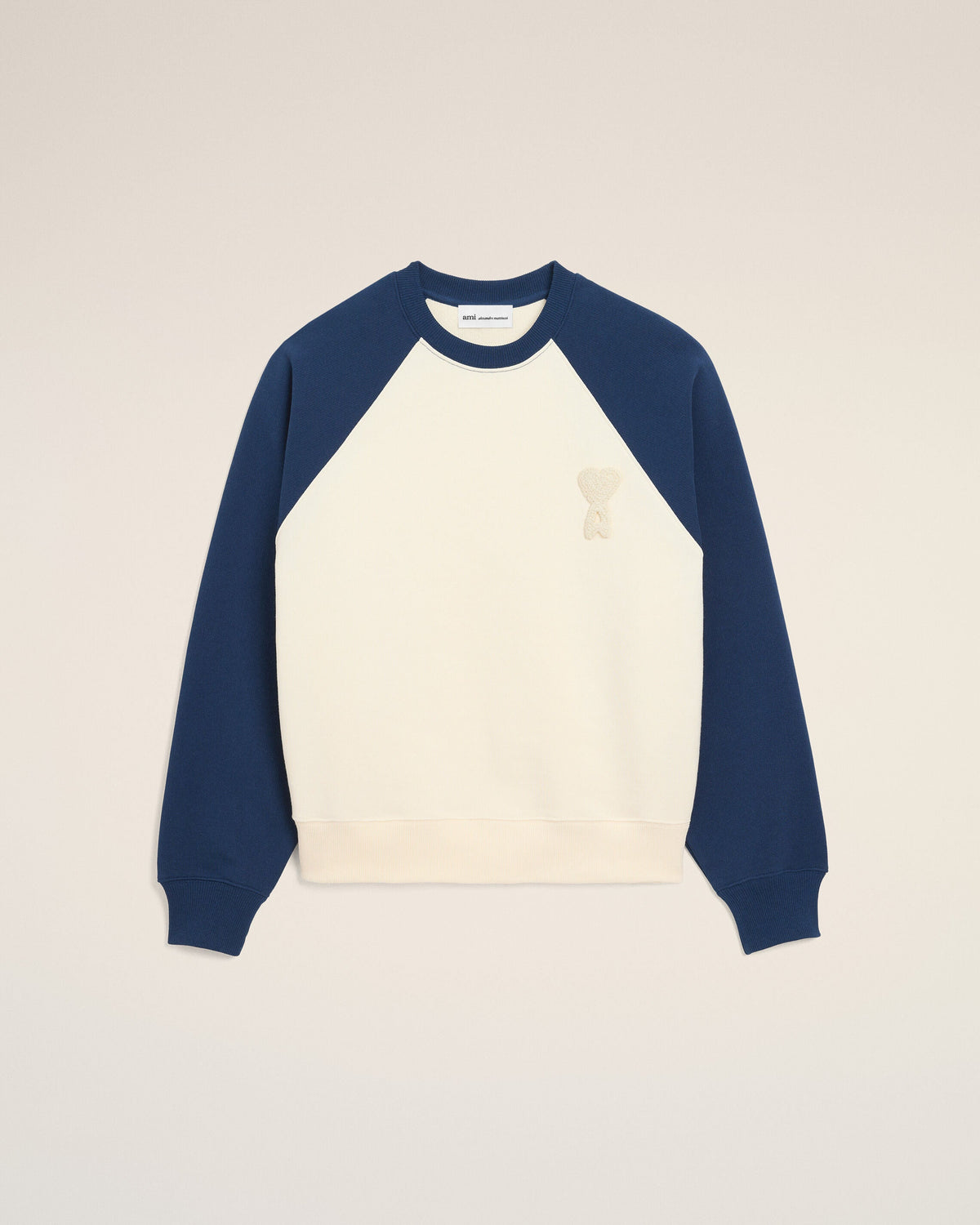 White And Blue Cotton Knitted Ami De Coeur Sweatshirt