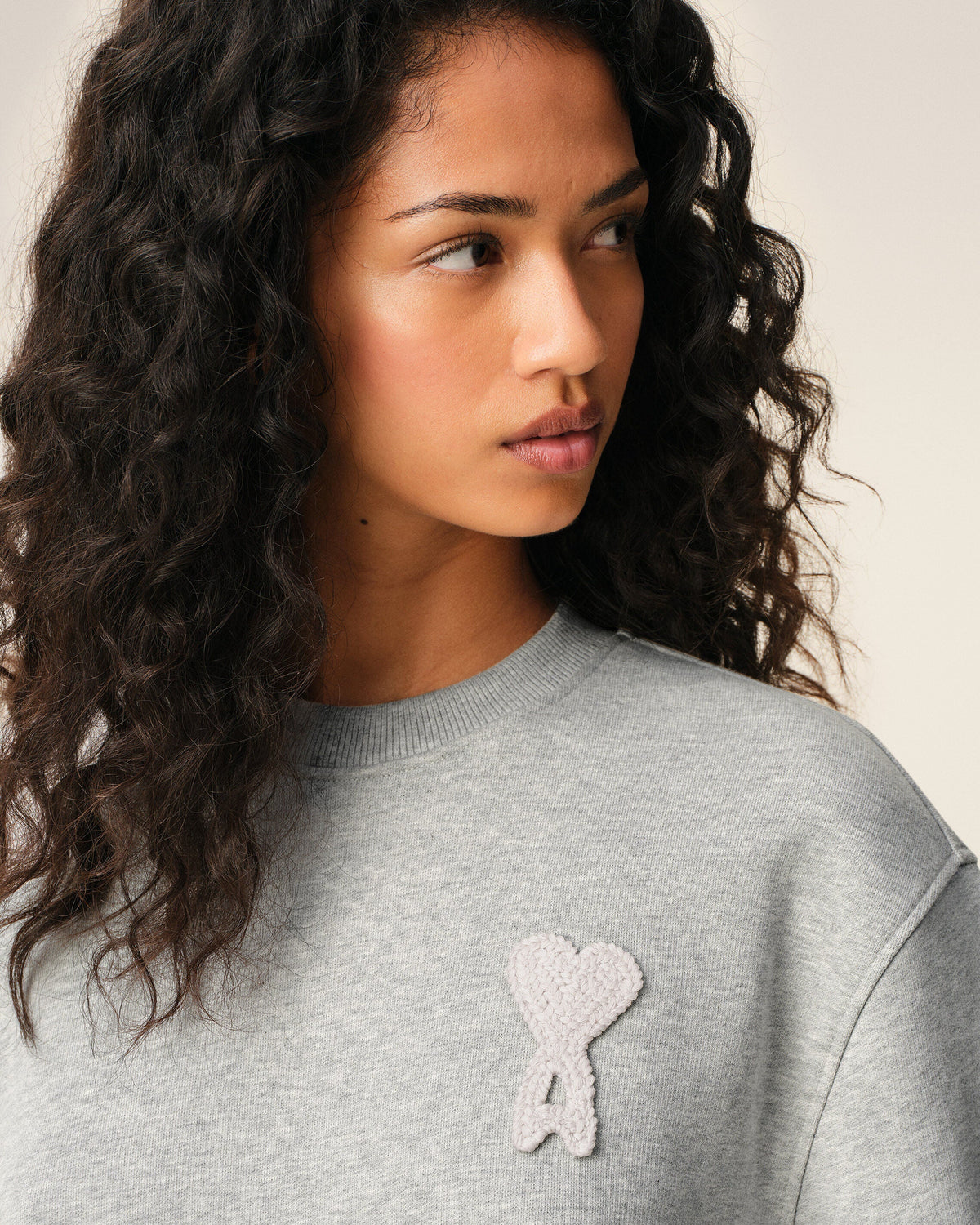 Grey Cotton Knitted Ami De Coeur Sweatshirt