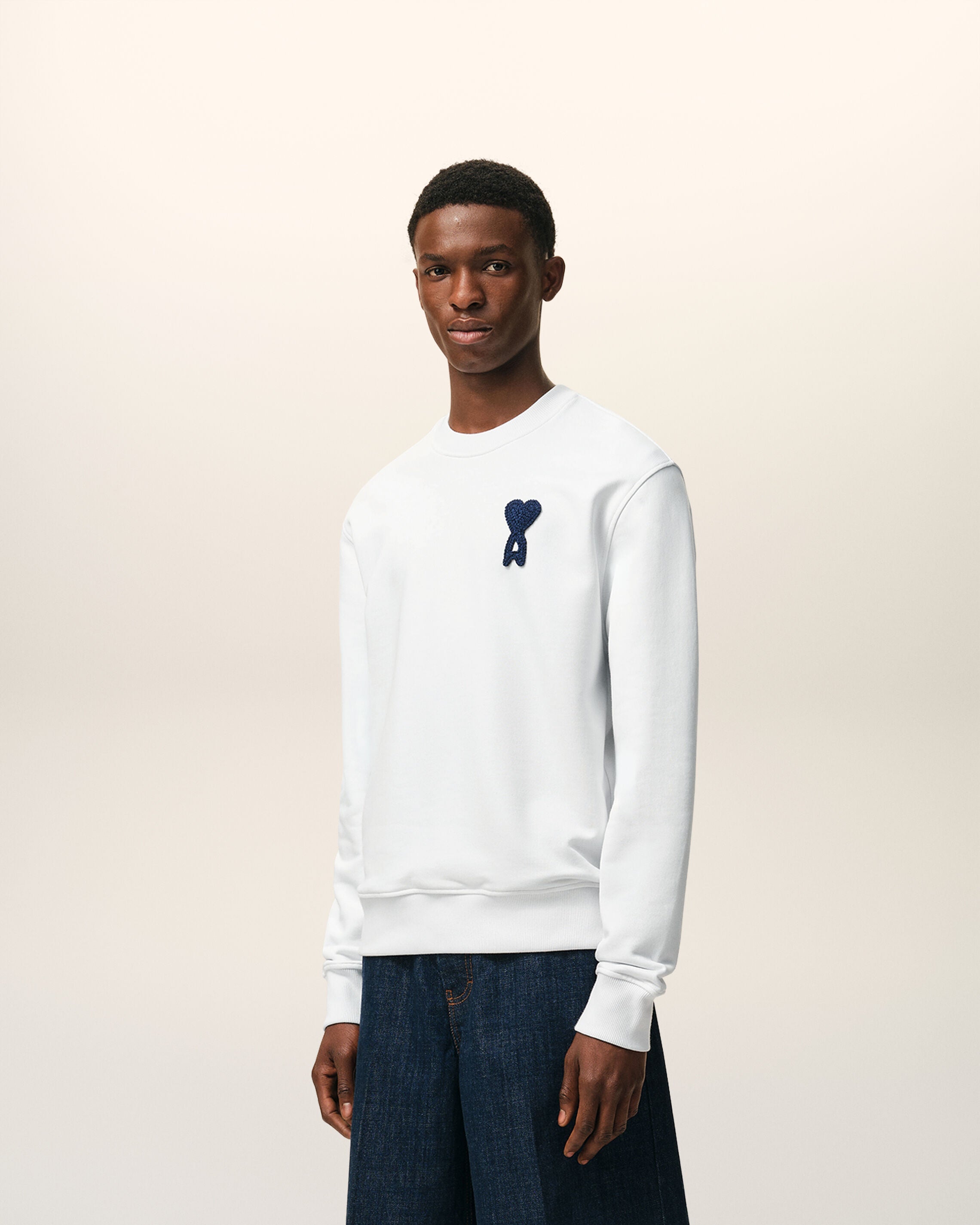 White Cotton Knitted Ami De Coeur Sweatshirt