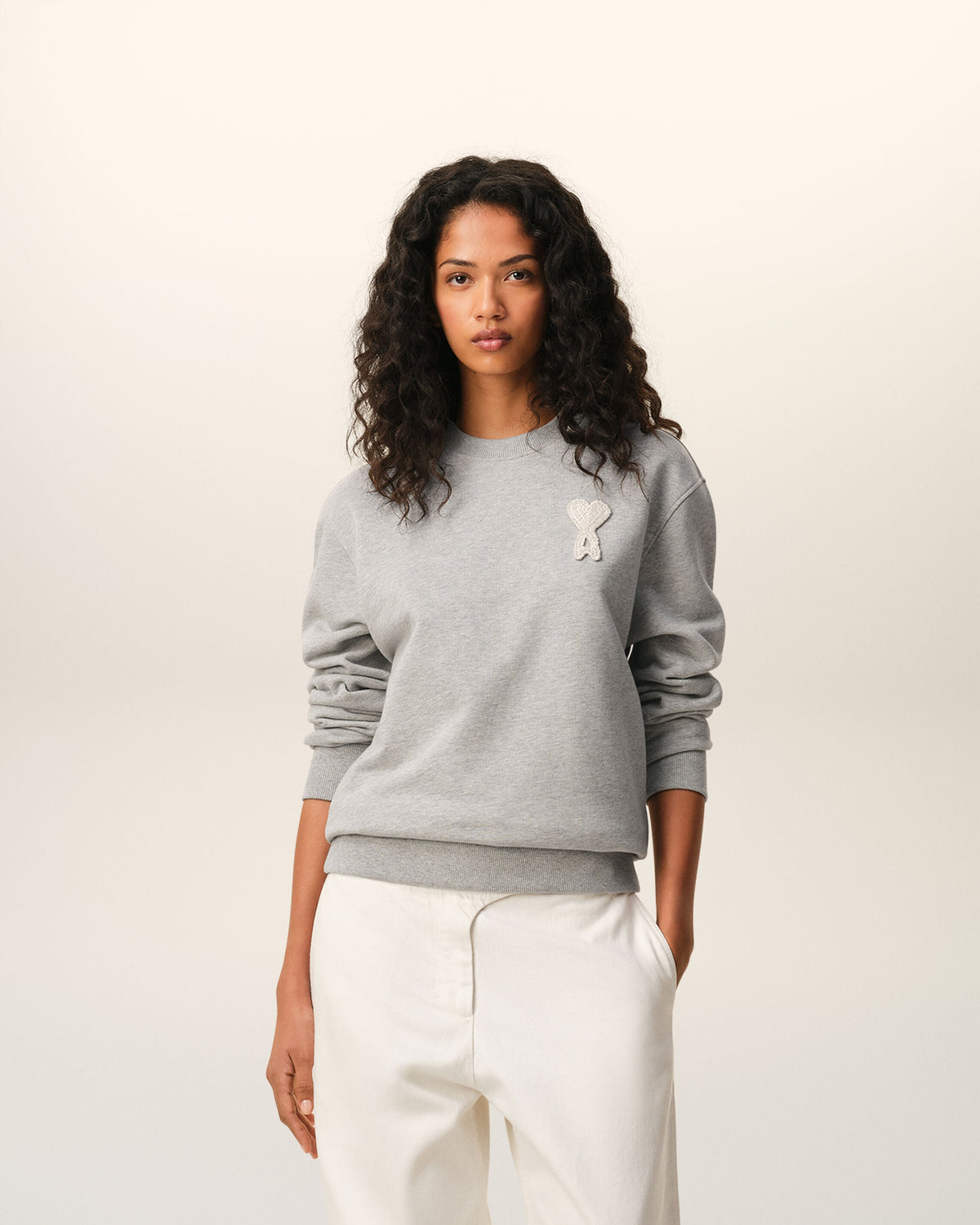 Grey Cotton Knitted Ami De Coeur Sweatshirt