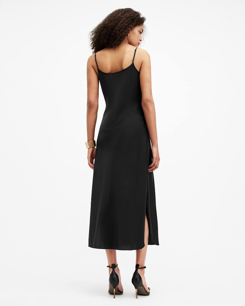 AllSaints Hadley Cowl Neck Midi Slip Dress Women's Black Women's