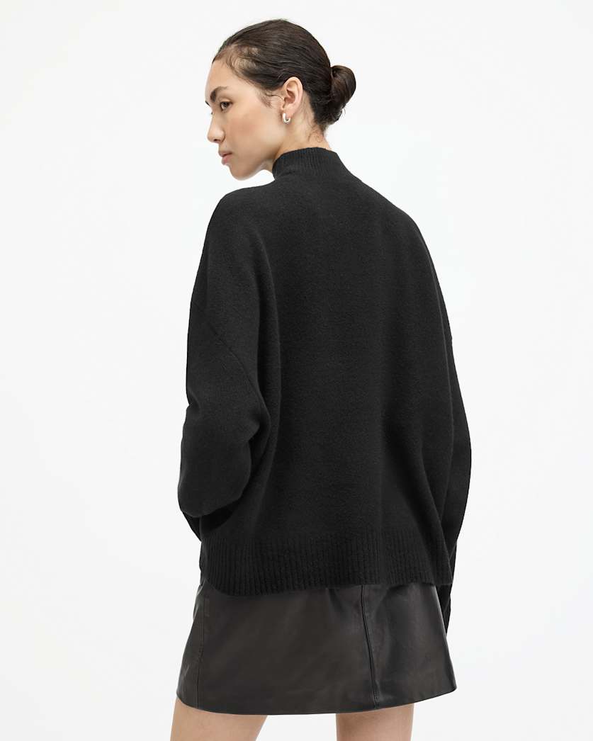AllSaints Asha Soft Fluffy Sweater Women's Black Women's