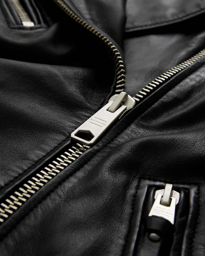 AllSaints Billie Oversized Leather Biker Jacket Women's Black Women's