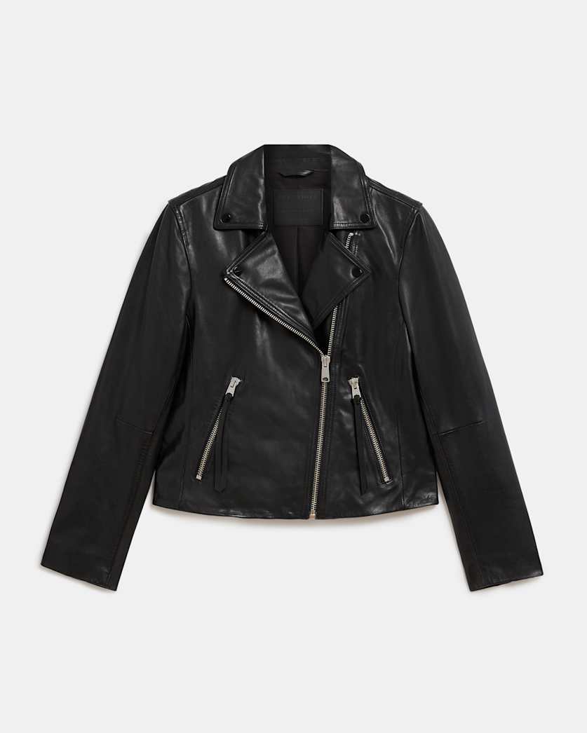 AllSaints Dalby Slim Fit Leather Biker Jacket Women's Black Women's