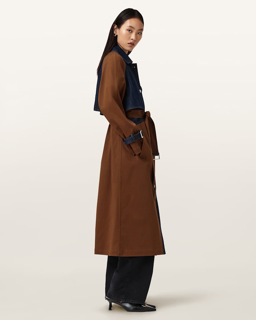 AllSaints Dayly Trench Coat Women's Cognac Brown Women's