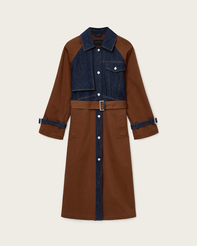 AllSaints Dayly Trench Coat Women's Cognac Brown Women's