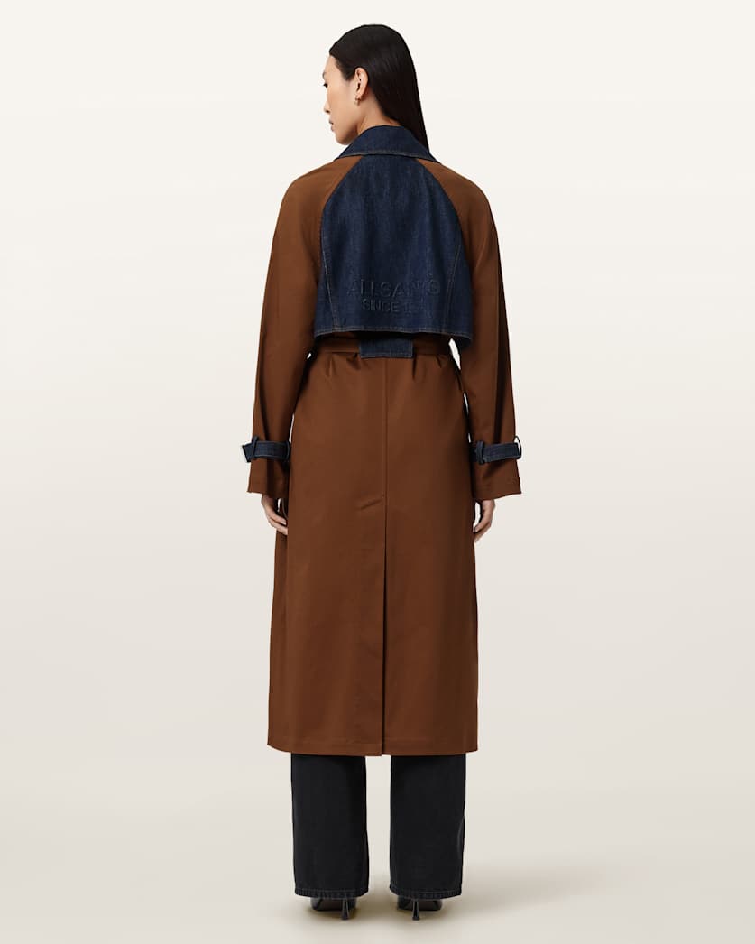 AllSaints Dayly Trench Coat Women's Cognac Brown Women's