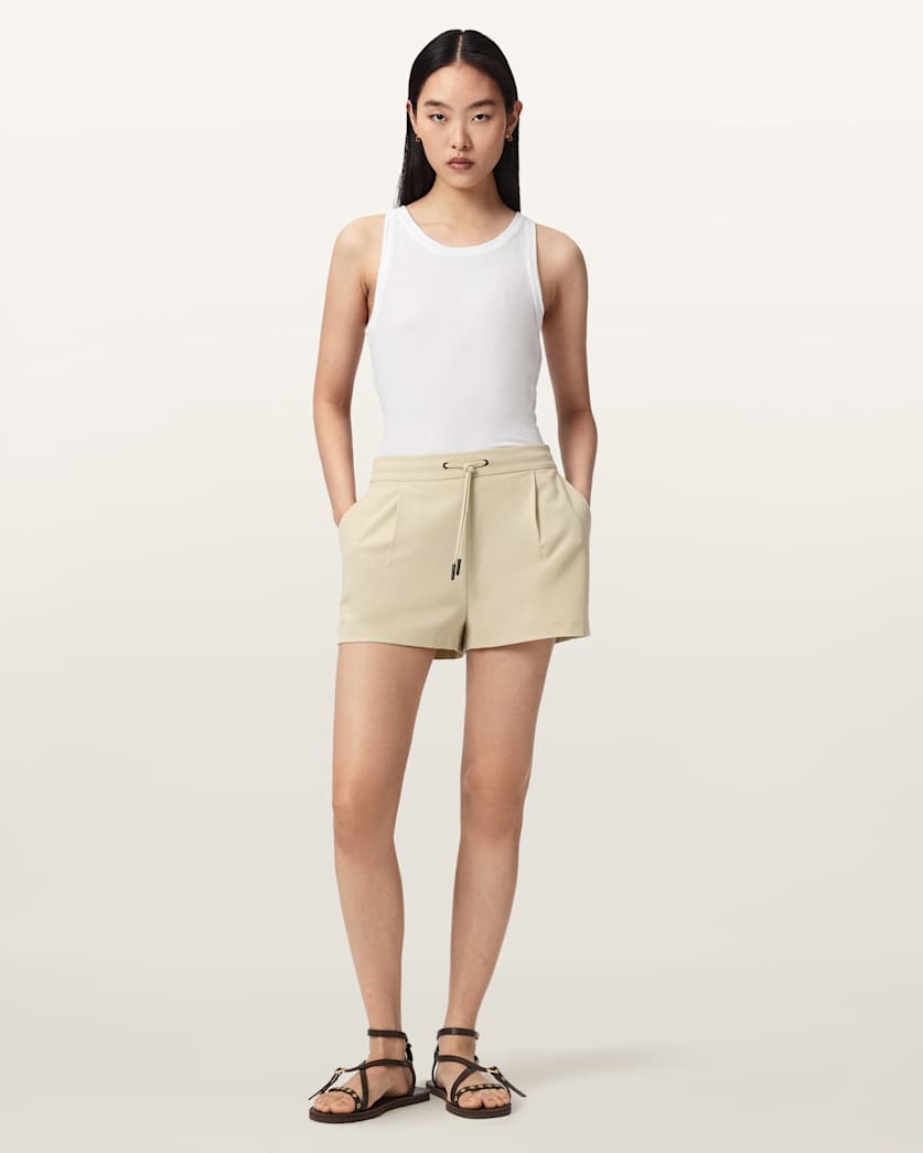 AllSaints Aleida Drawcord Waist Tailored Shorts Women's Haze Green Women's