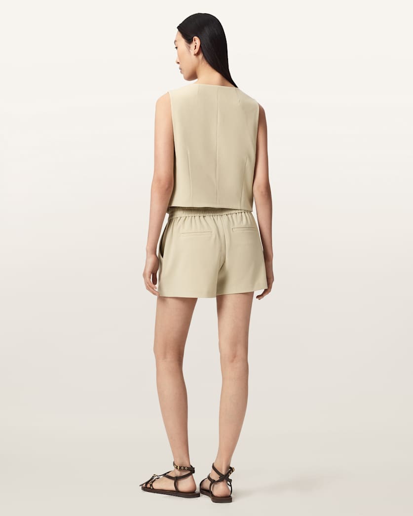 AllSaints Aleida Drawcord Waist Tailored Shorts Women's Haze Green Women's