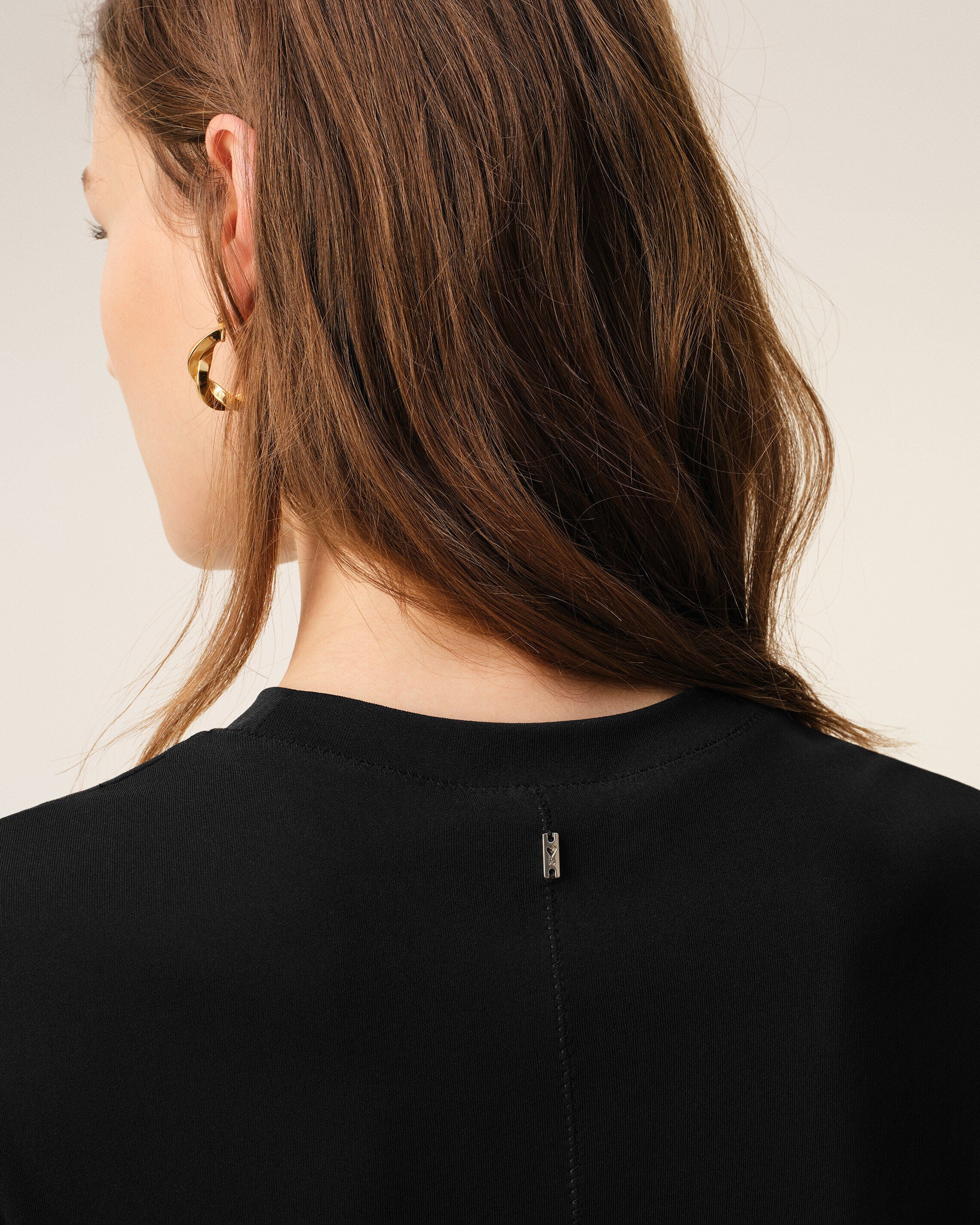 AmiParis Black Jersey Sleeveless Fitted Top