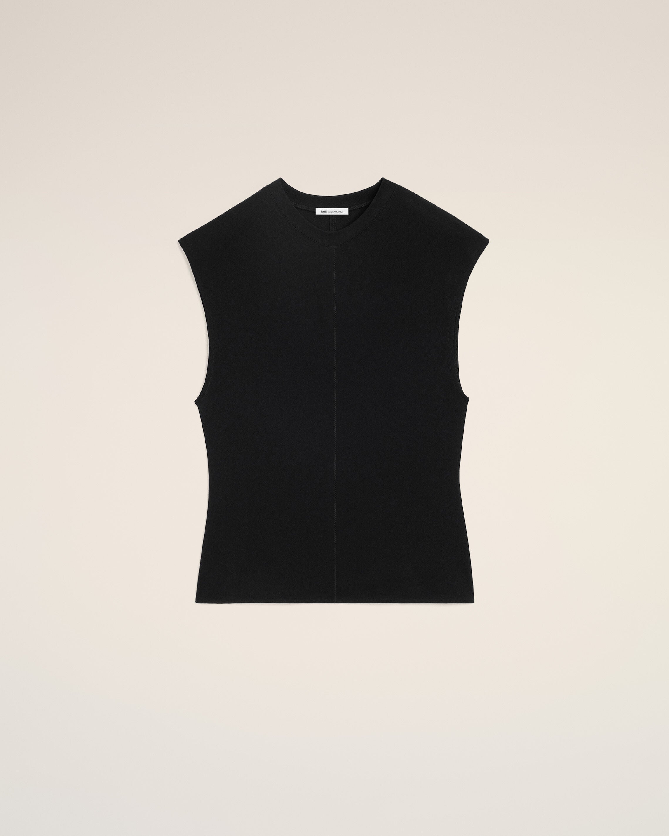 AmiParis Black Jersey Sleeveless Fitted Top