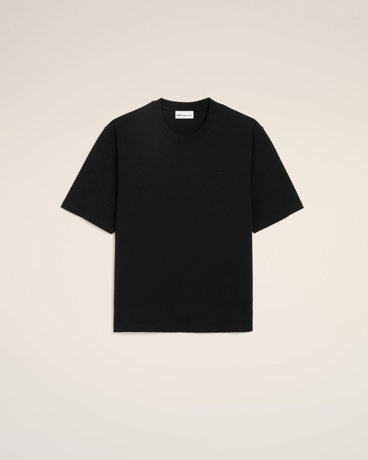Black Cotton Embossed Ami De Coeur Tshirt