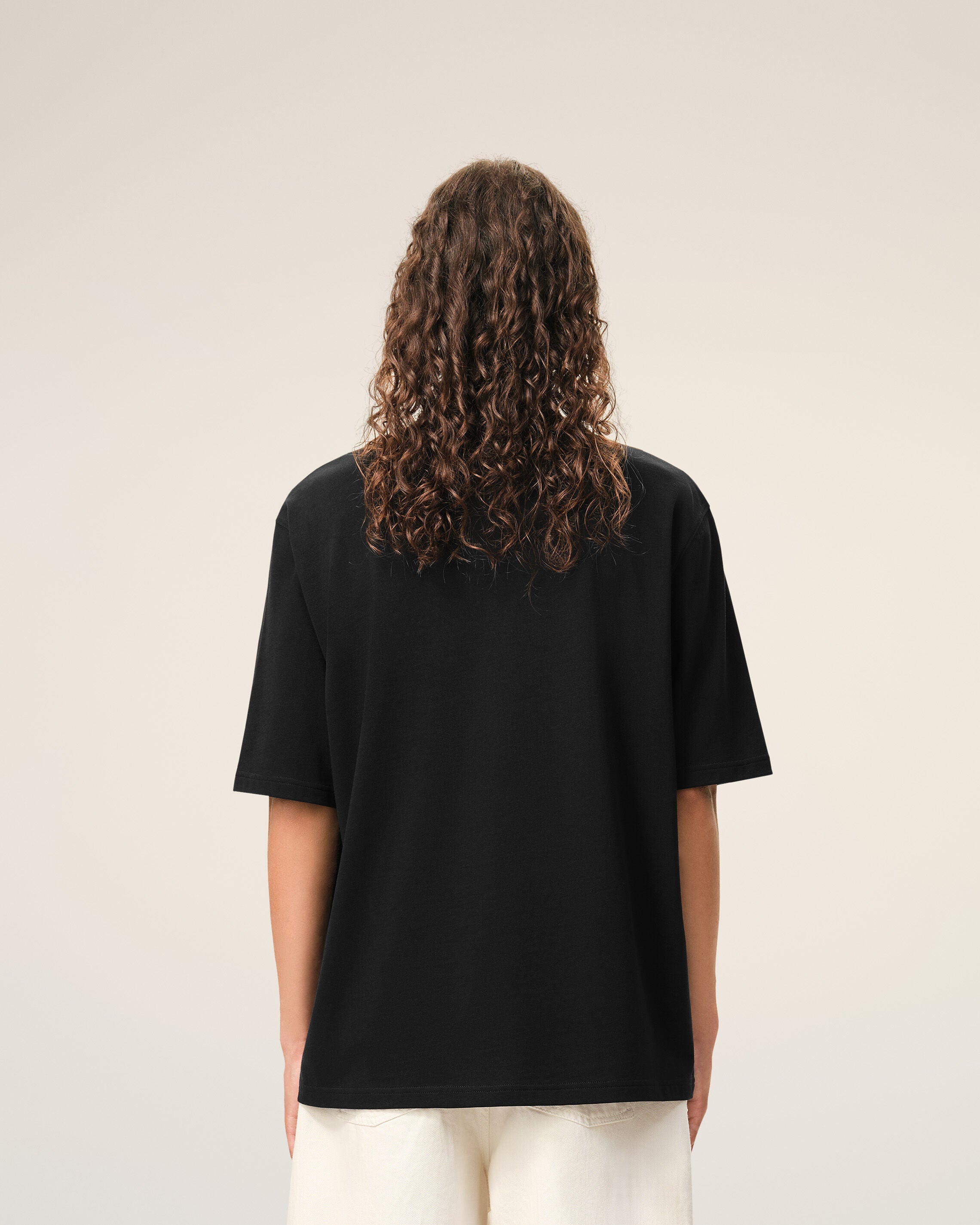 Black Cotton Embossed Ami De Coeur Tshirt