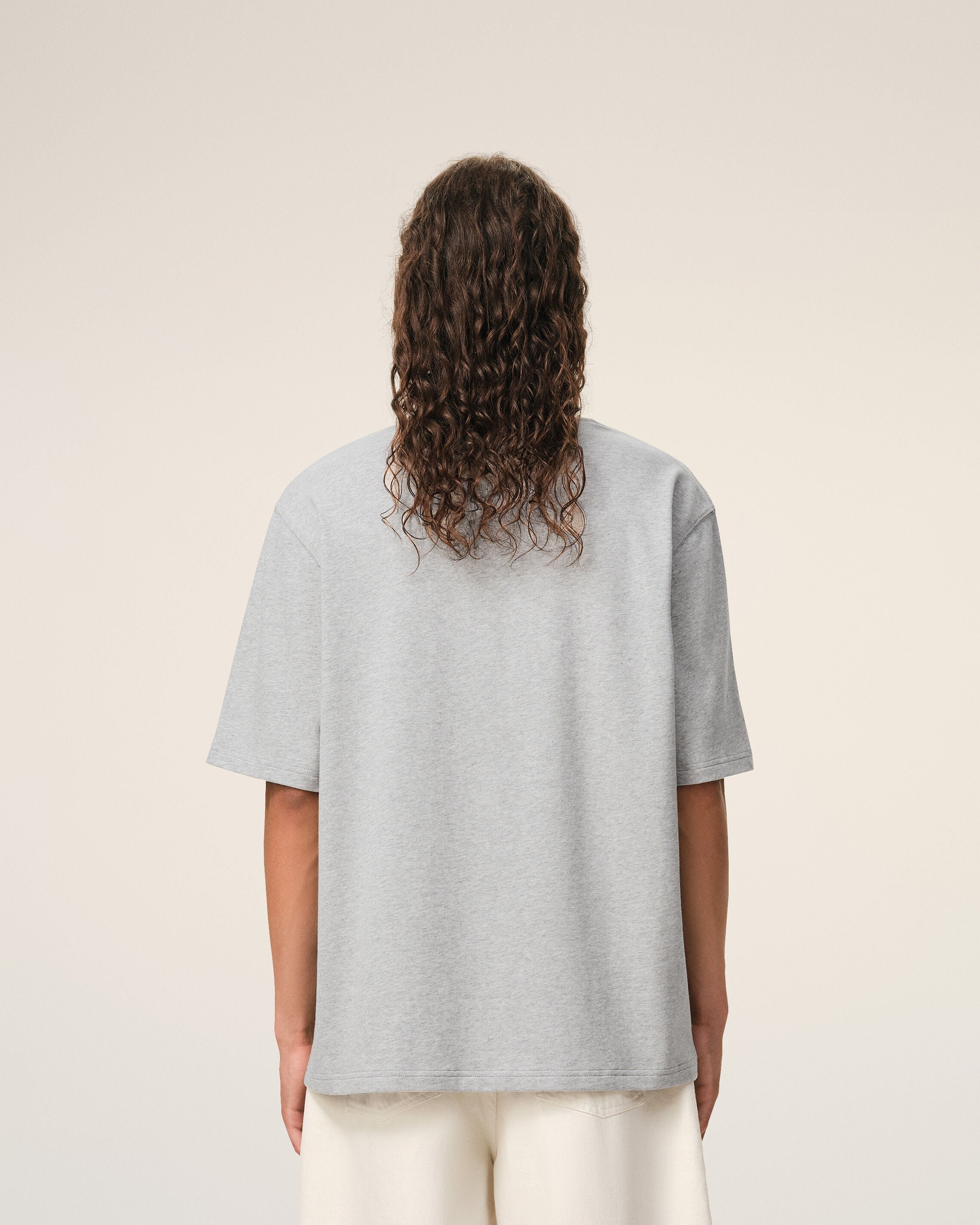 Grey Cotton Ami De Coeur Embossed Tshirt