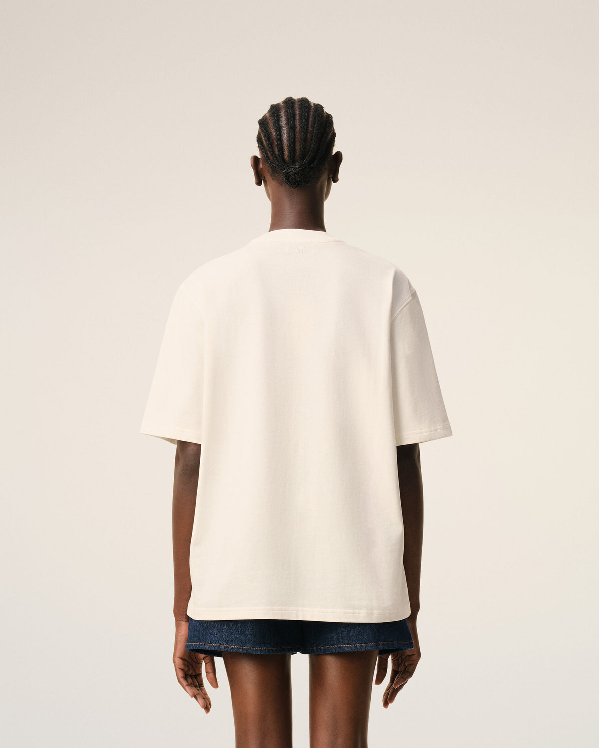 White Cotton Ami De Coeur Embossed Tshirt