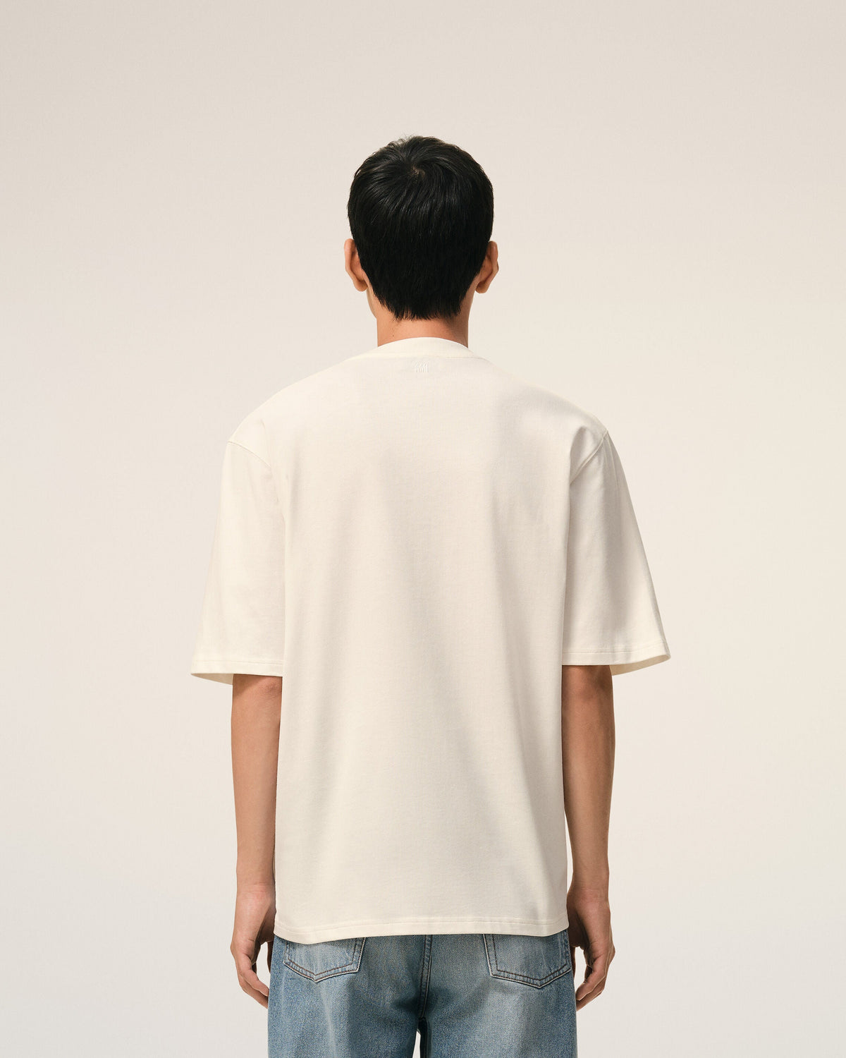 White Cotton Ami De Coeur Embossed Tshirt