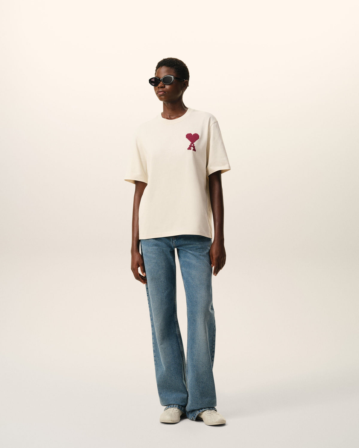 White Cotton Ami De Coeur Tshirt