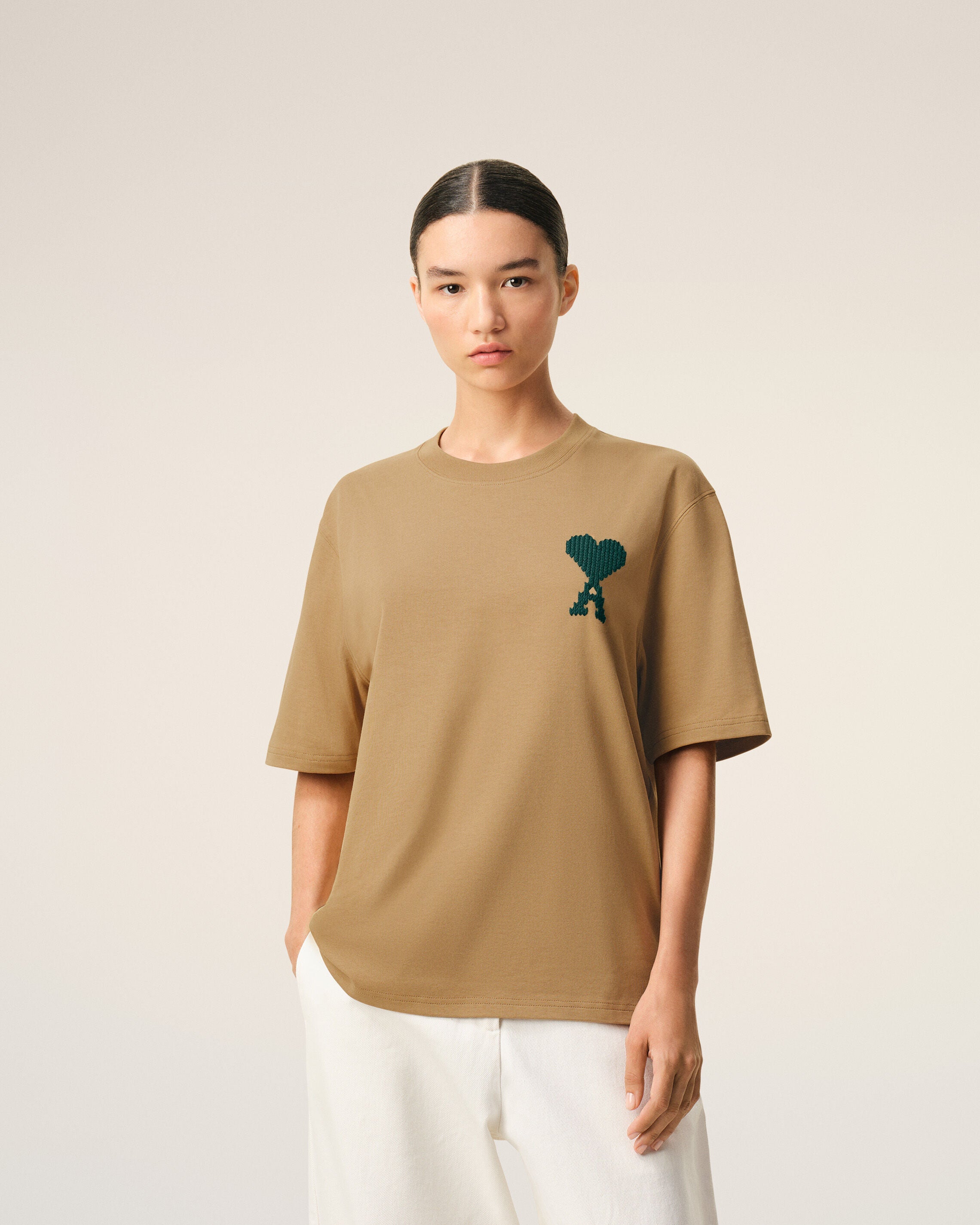Beige Cotton Ami De Coeur Tshirt