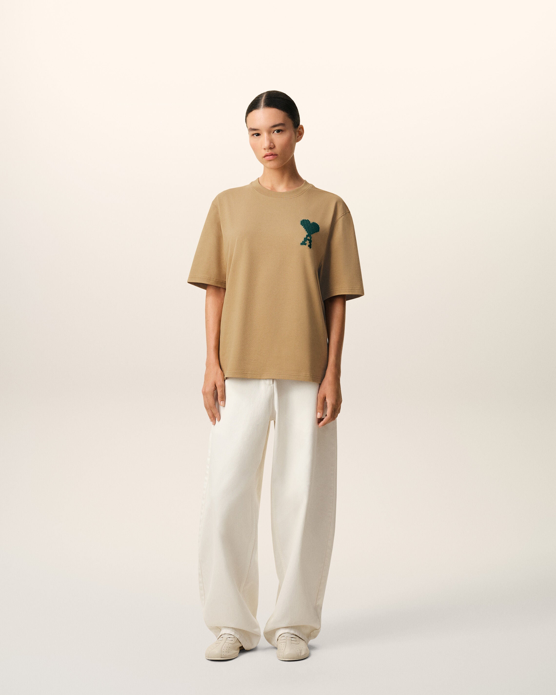 Beige Cotton Ami De Coeur Tshirt