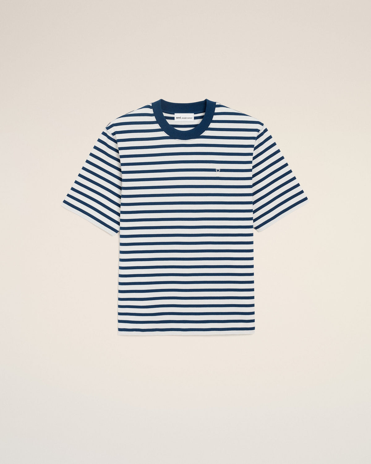 Blue Cotton Boxy Fit Mariniere Ami De Coeur Tshirt