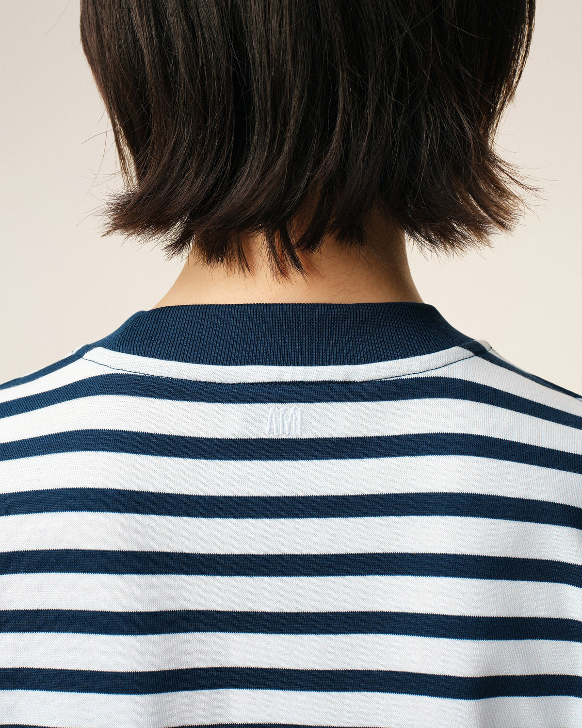 Blue Cotton Boxy Fit Mariniere Ami De Coeur Tshirt