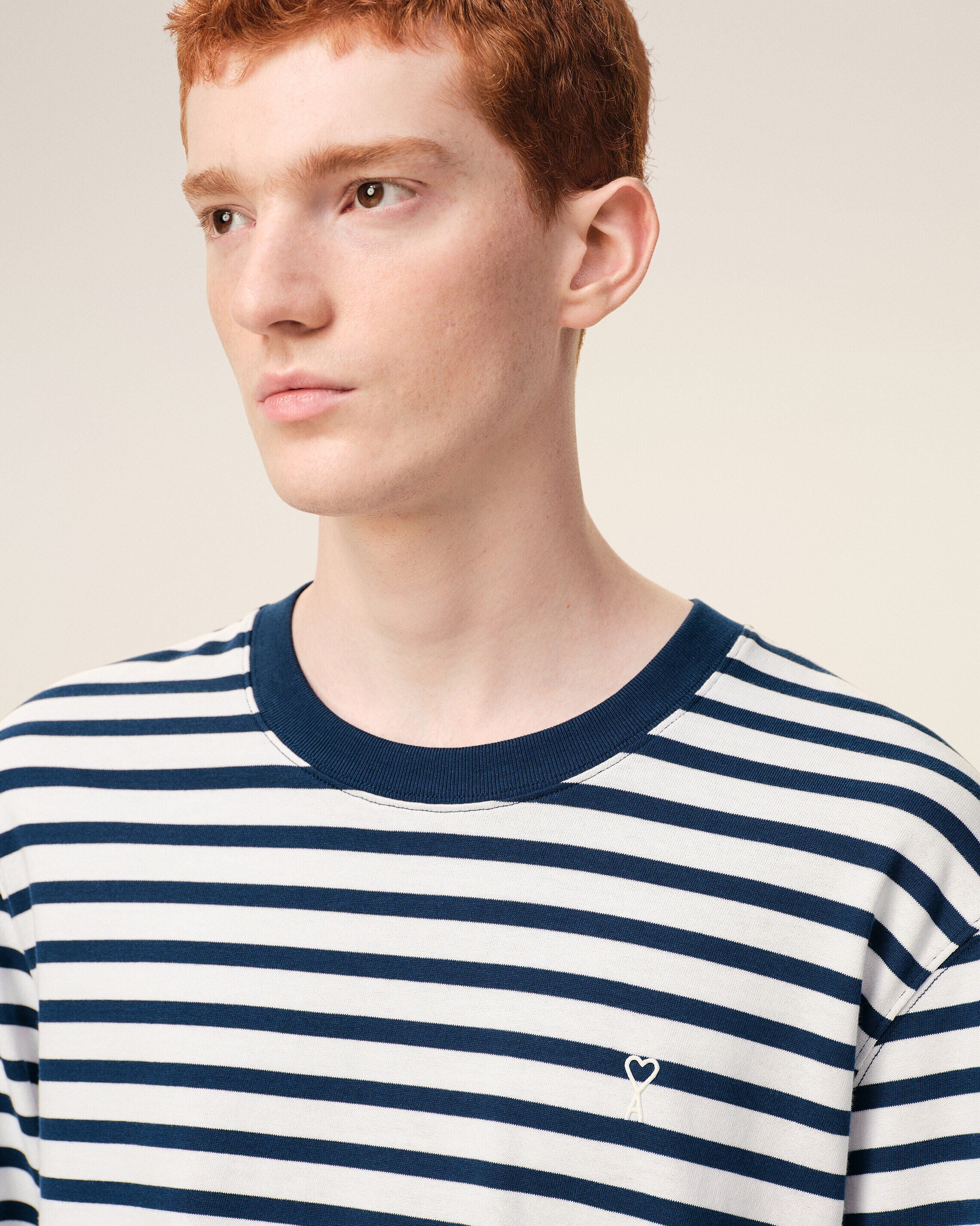 Blue Cotton Long Sleeves Mariniere Ami De Coeur Tshirt