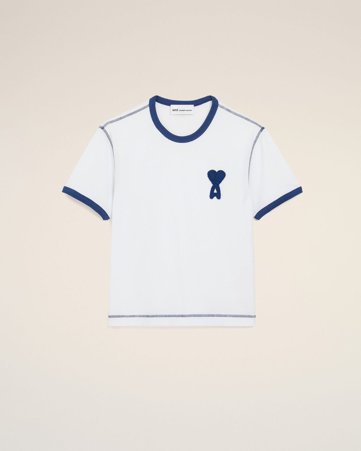 White Cotton Ami De Coeur Knitted Patch Tshirt