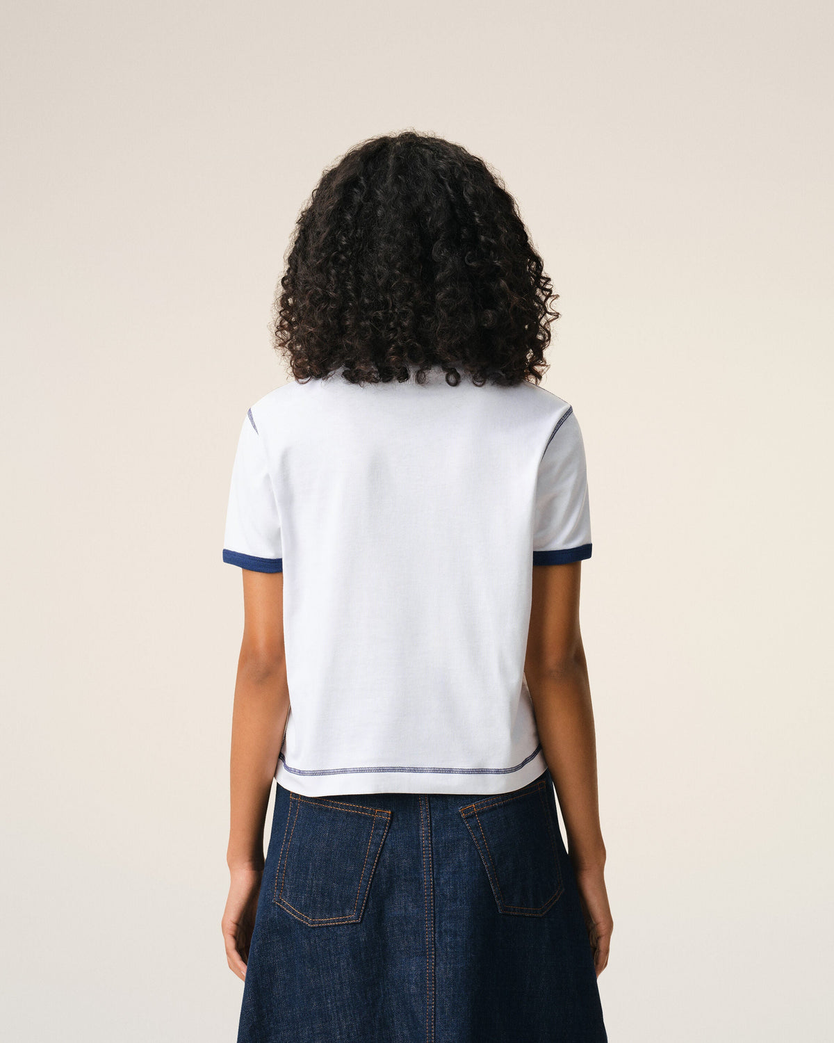 White Cotton Ami De Coeur Knitted Patch Tshirt