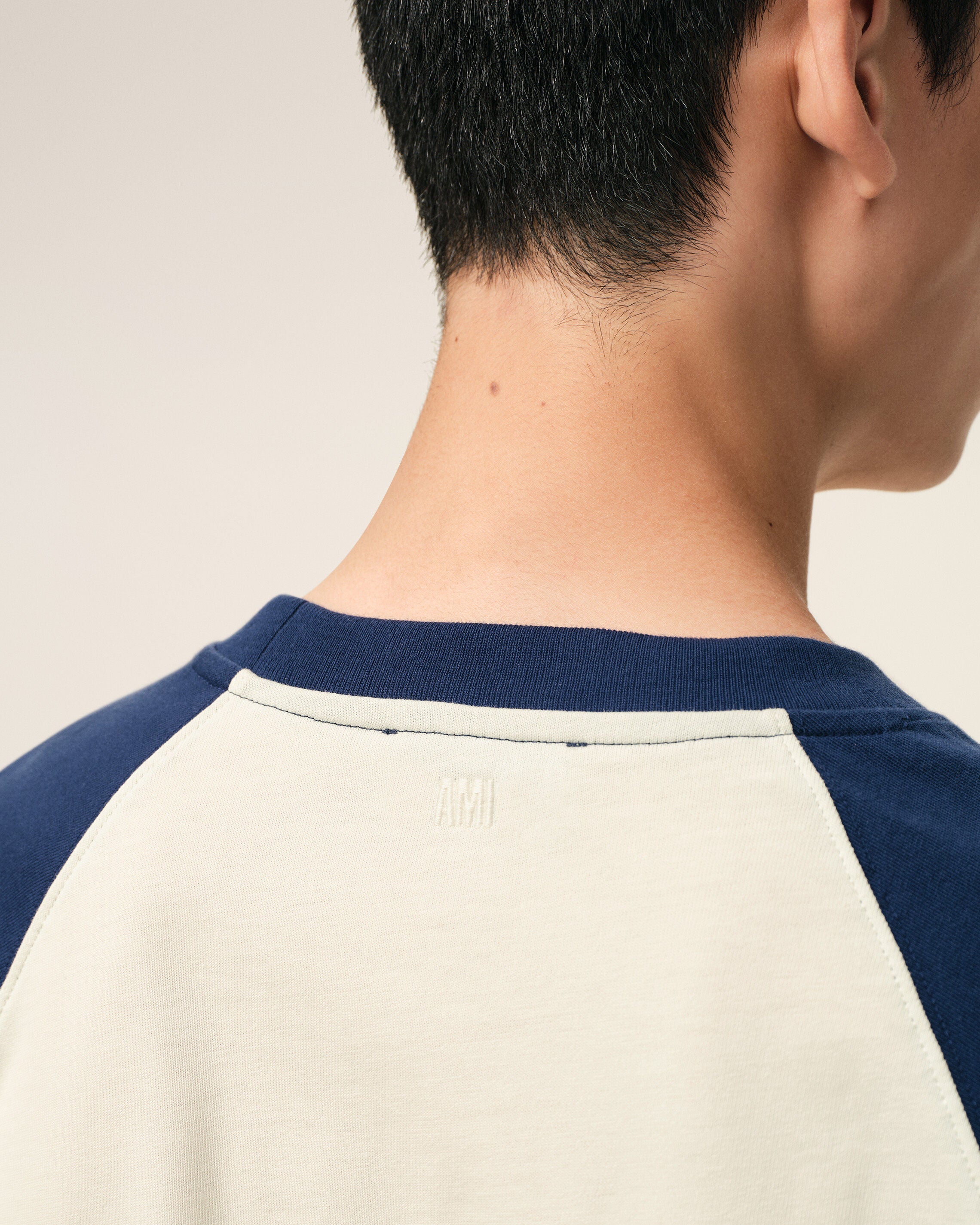 White And Blue Cotton Ami De Coeur Knitted Patch Tshirt
