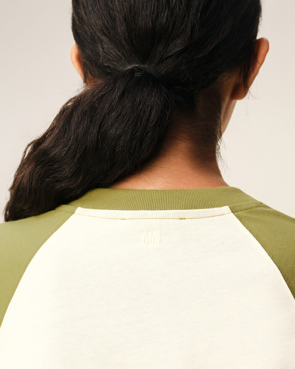 White And Green Cotton Ami De Coeur Knitted Patch Tshirt