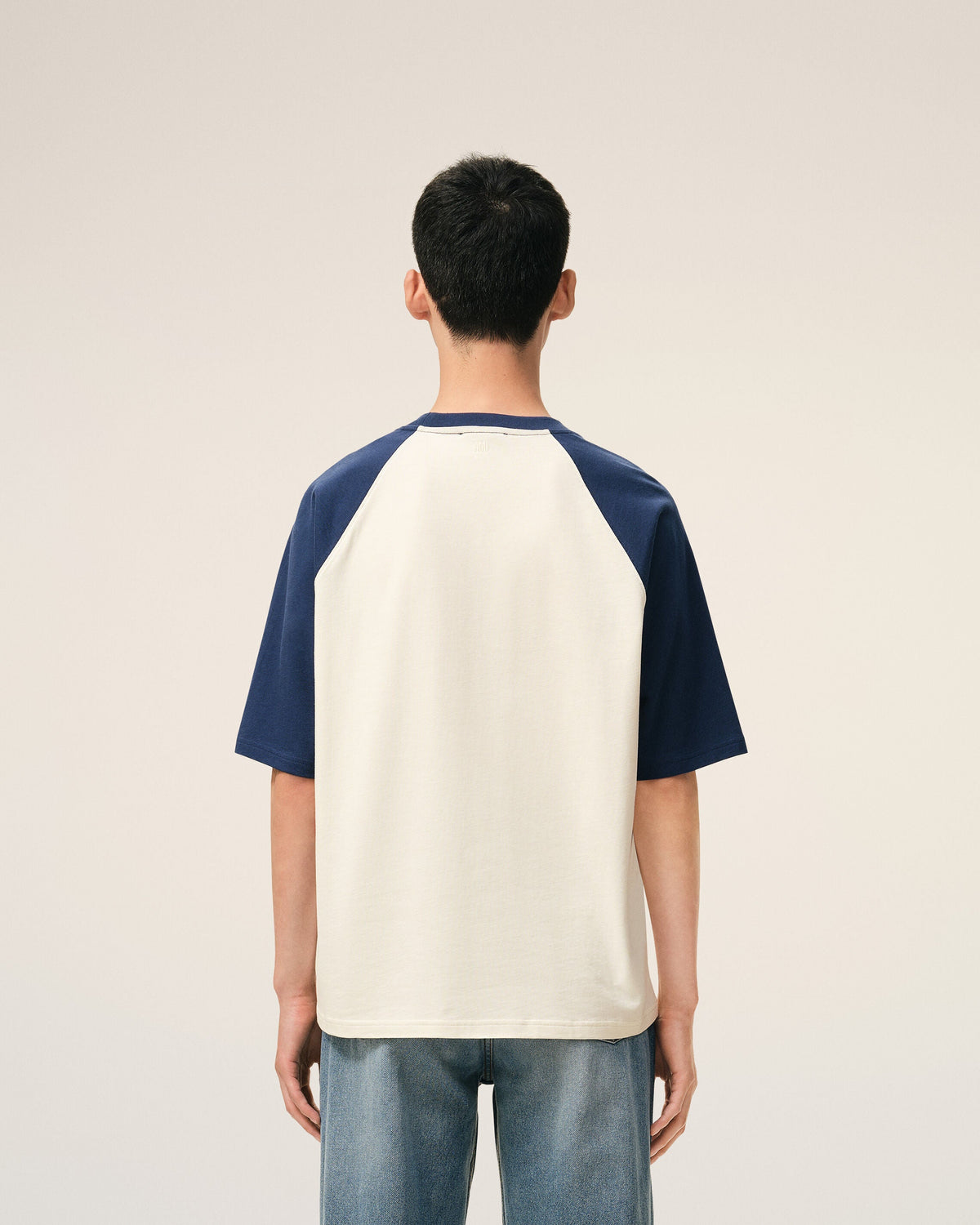 White And Blue Cotton Ami De Coeur Knitted Patch Tshirt