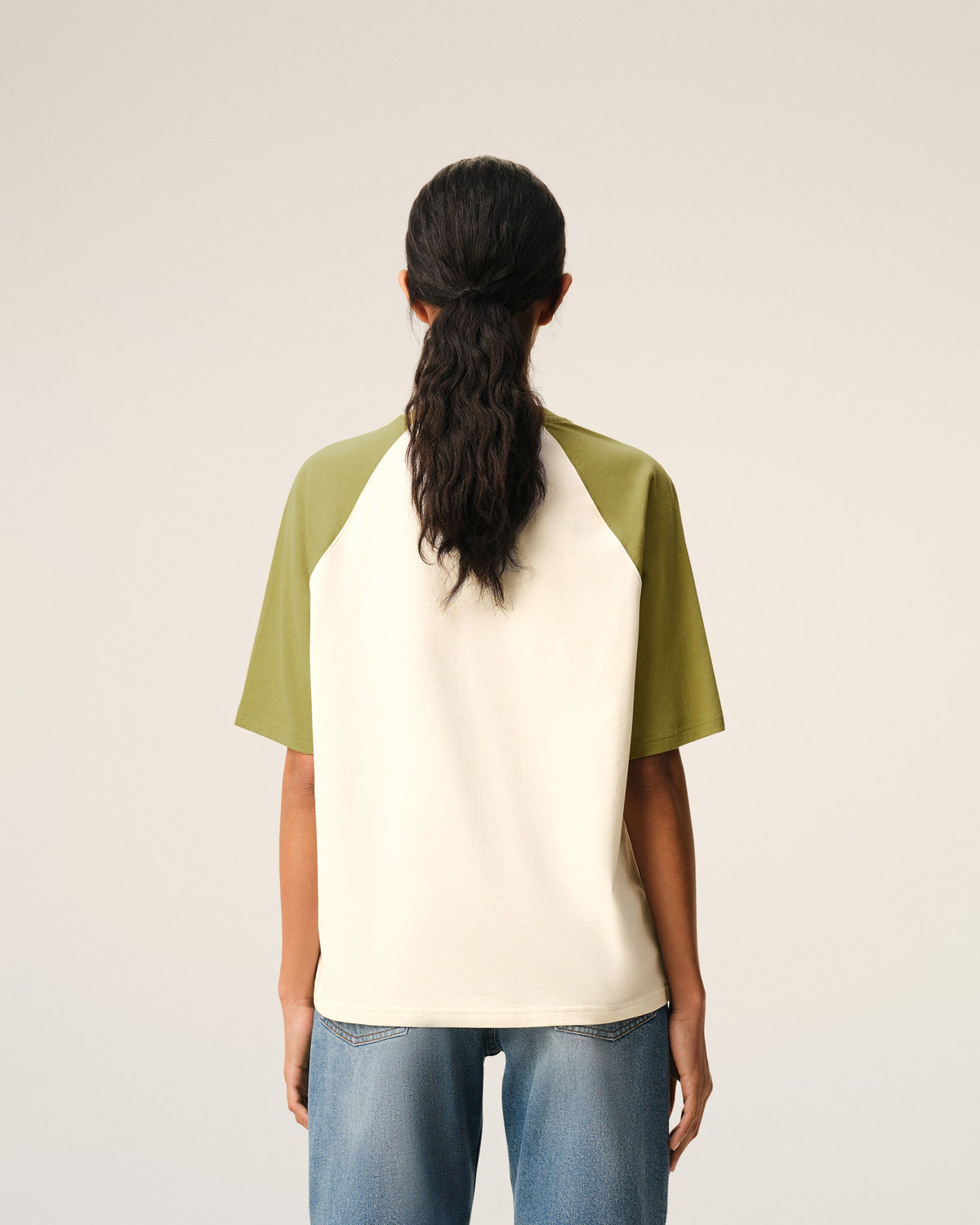 White And Green Cotton Ami De Coeur Knitted Patch Tshirt