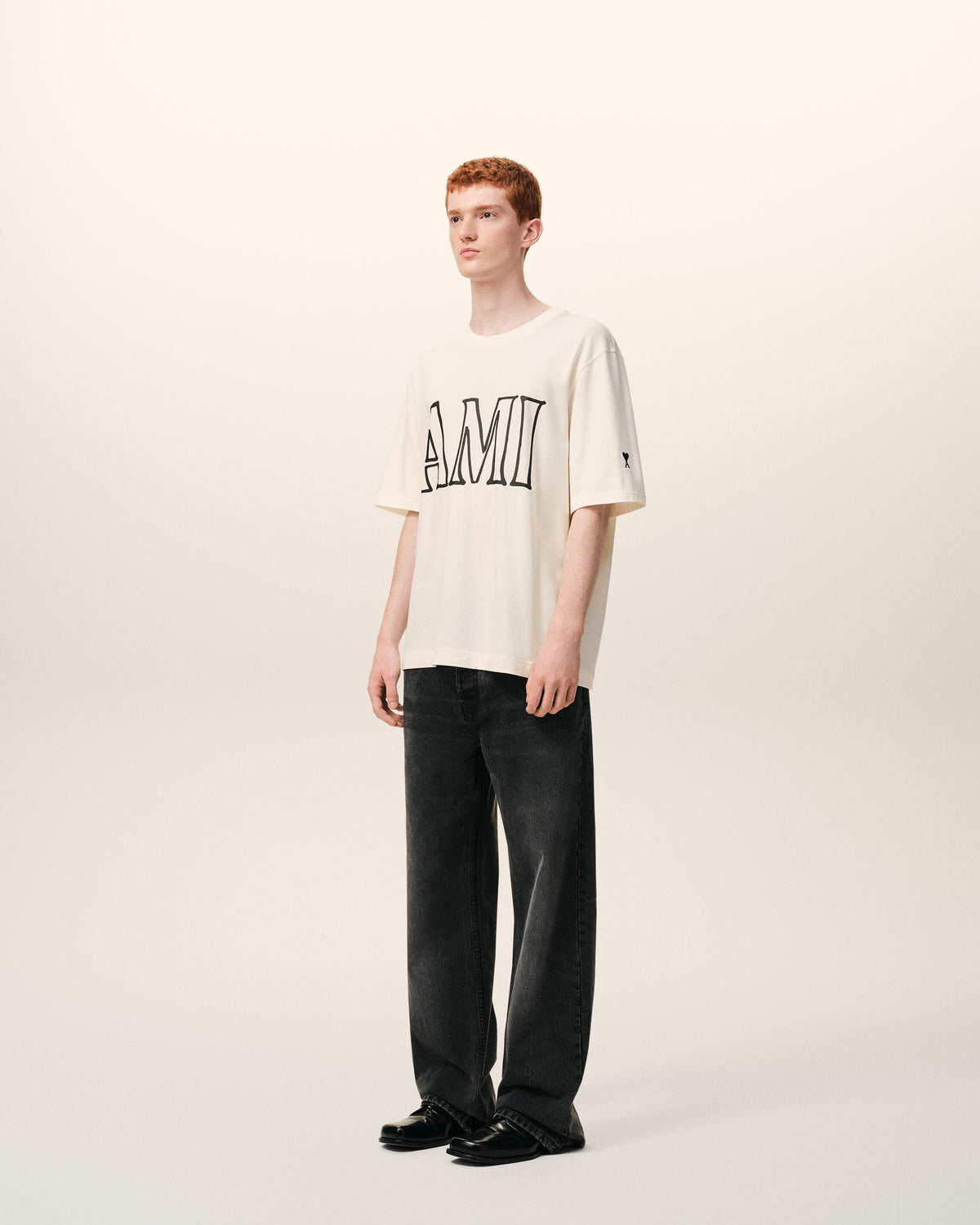 Ami Paris White Cotton Print T Shirt, detail