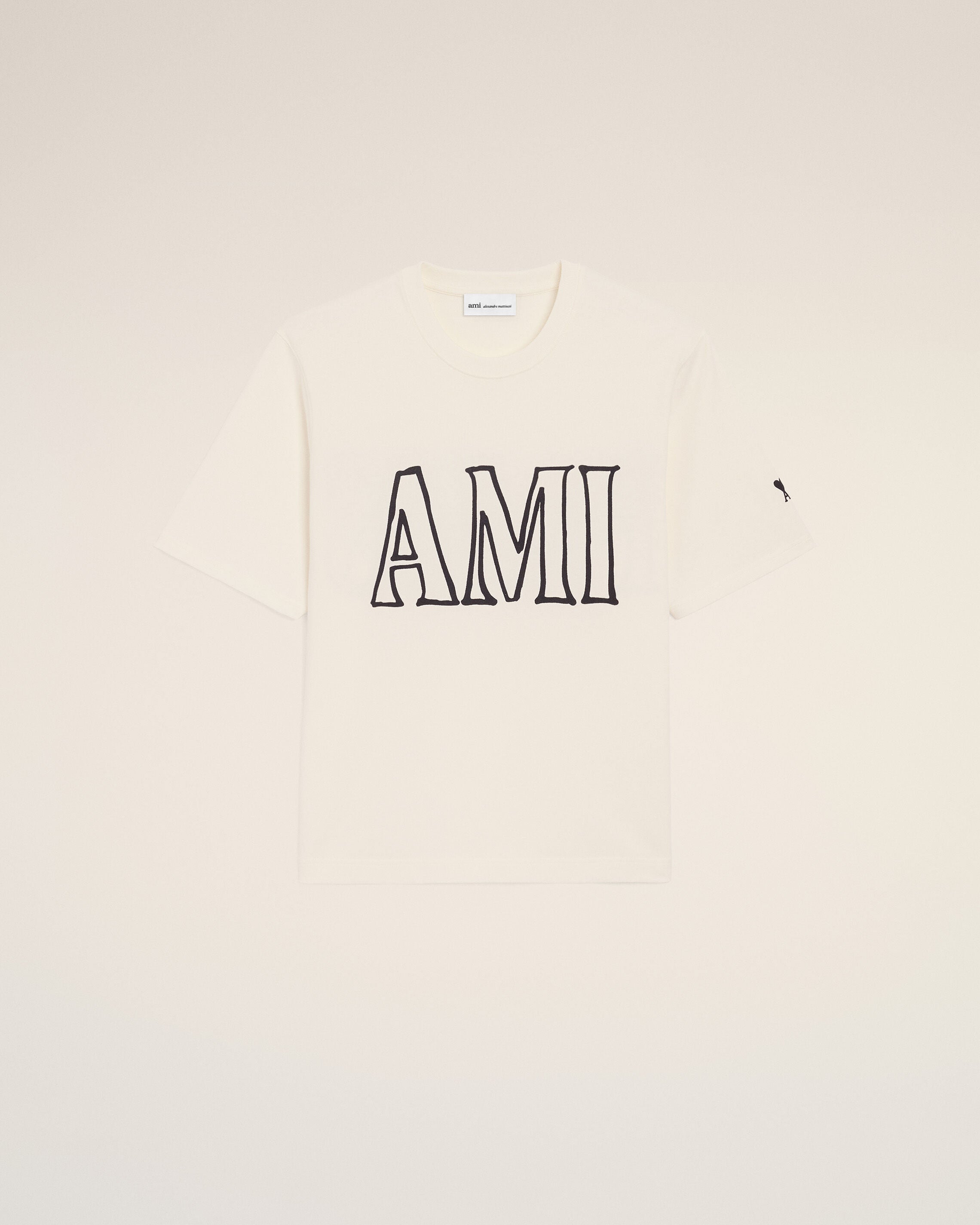 White Cotton Ami Paris Print Tshirt