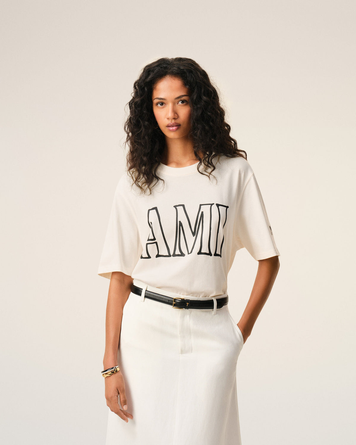 Ami Paris White Cotton Print T Shirt, detail 5