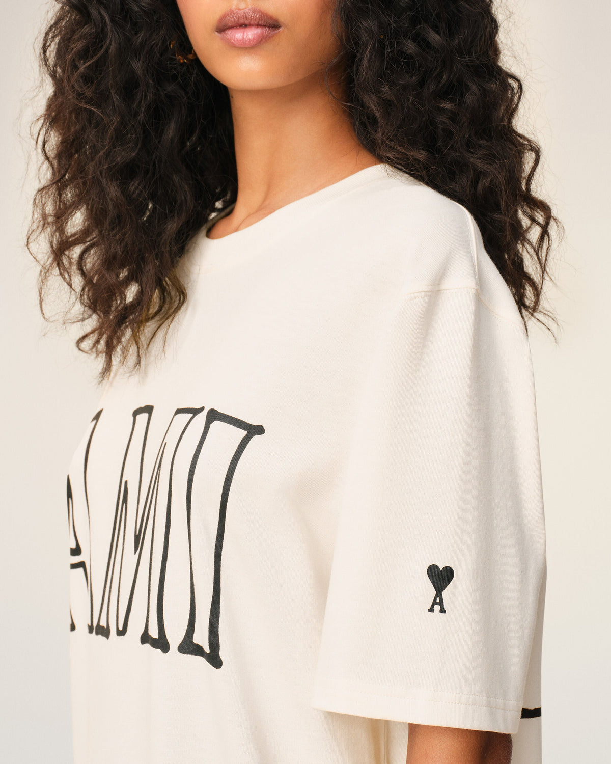 White Cotton Ami Paris Print Tshirt